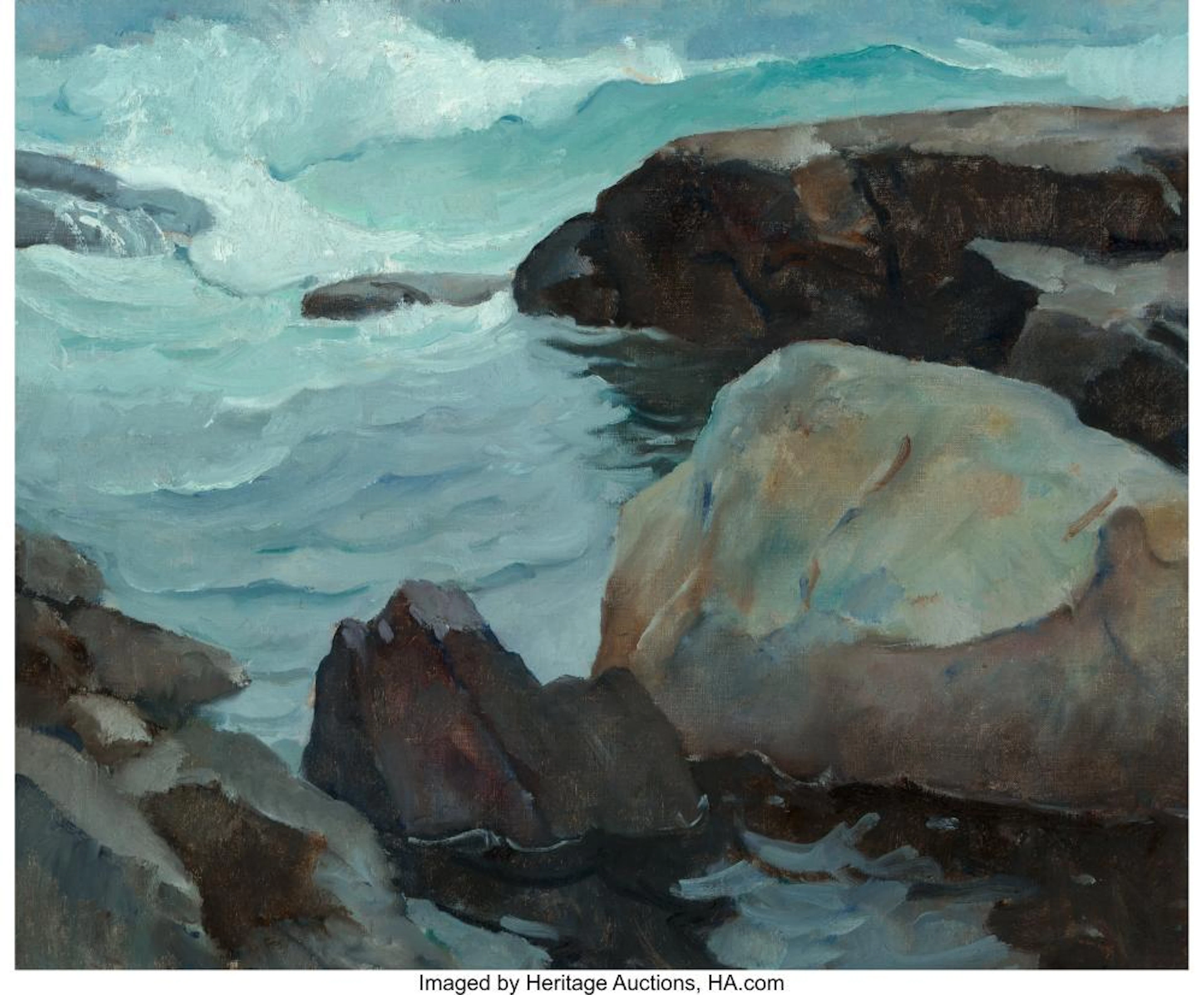 Newell Convers Wyeth (American, 1882-1945) Rocks, Port Clyde, circa 1920-29 Oil