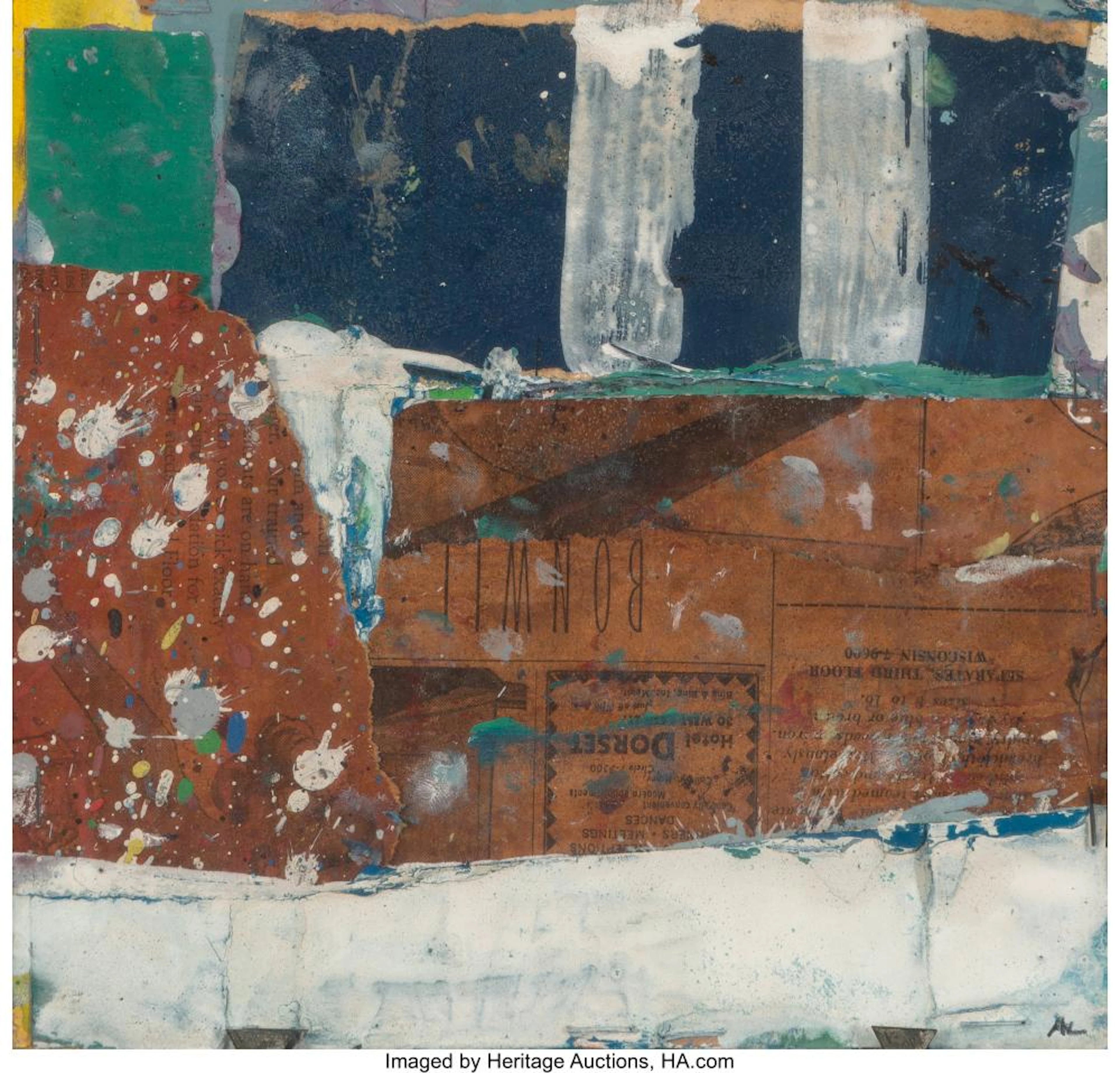 Alfred Leslie (American, b. 1927) Untitled, 1959 Oil and collage on board 7-3/4