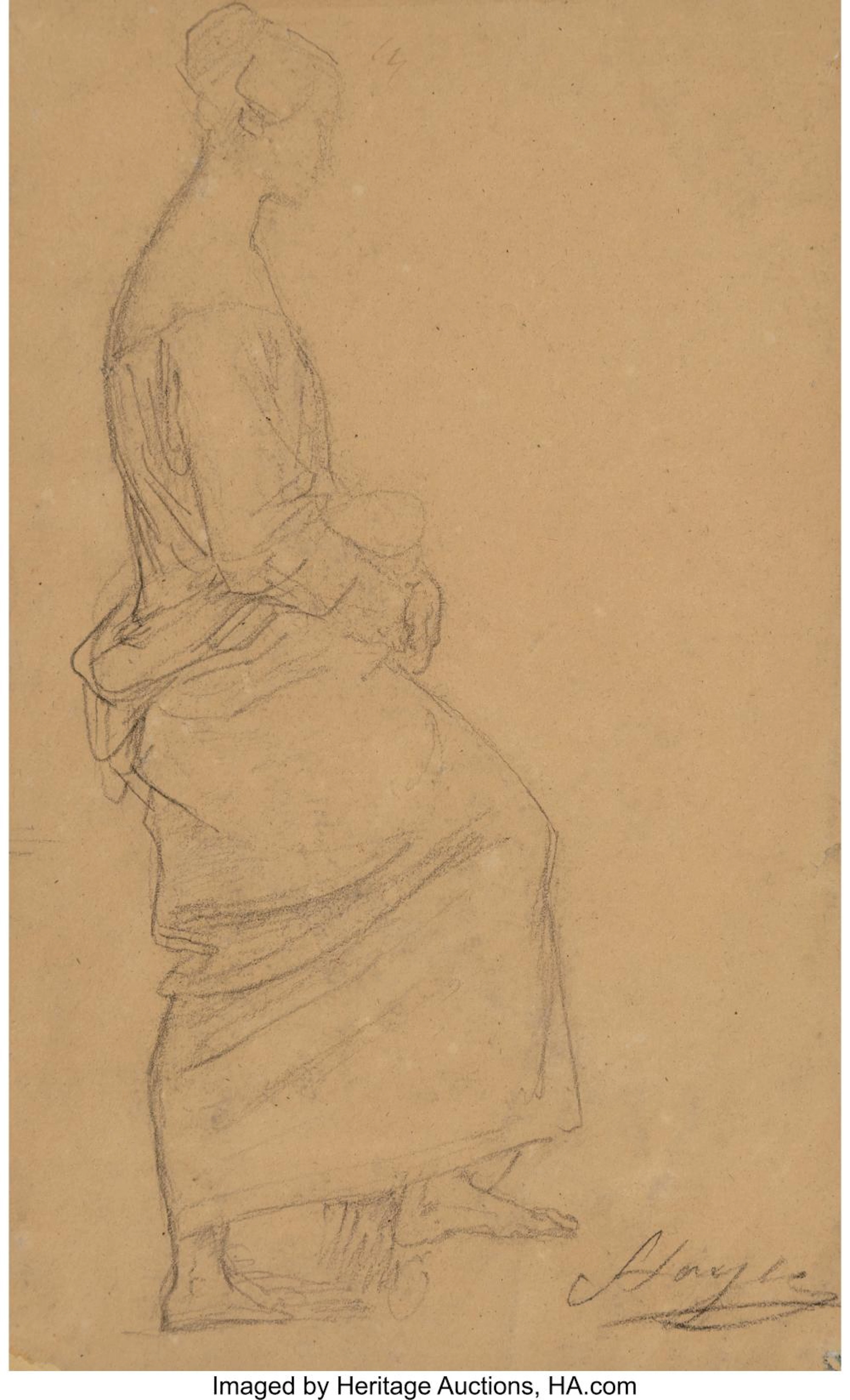 Italian School (19th Century) Group of Three Drawings Chalk on paper (two); penc