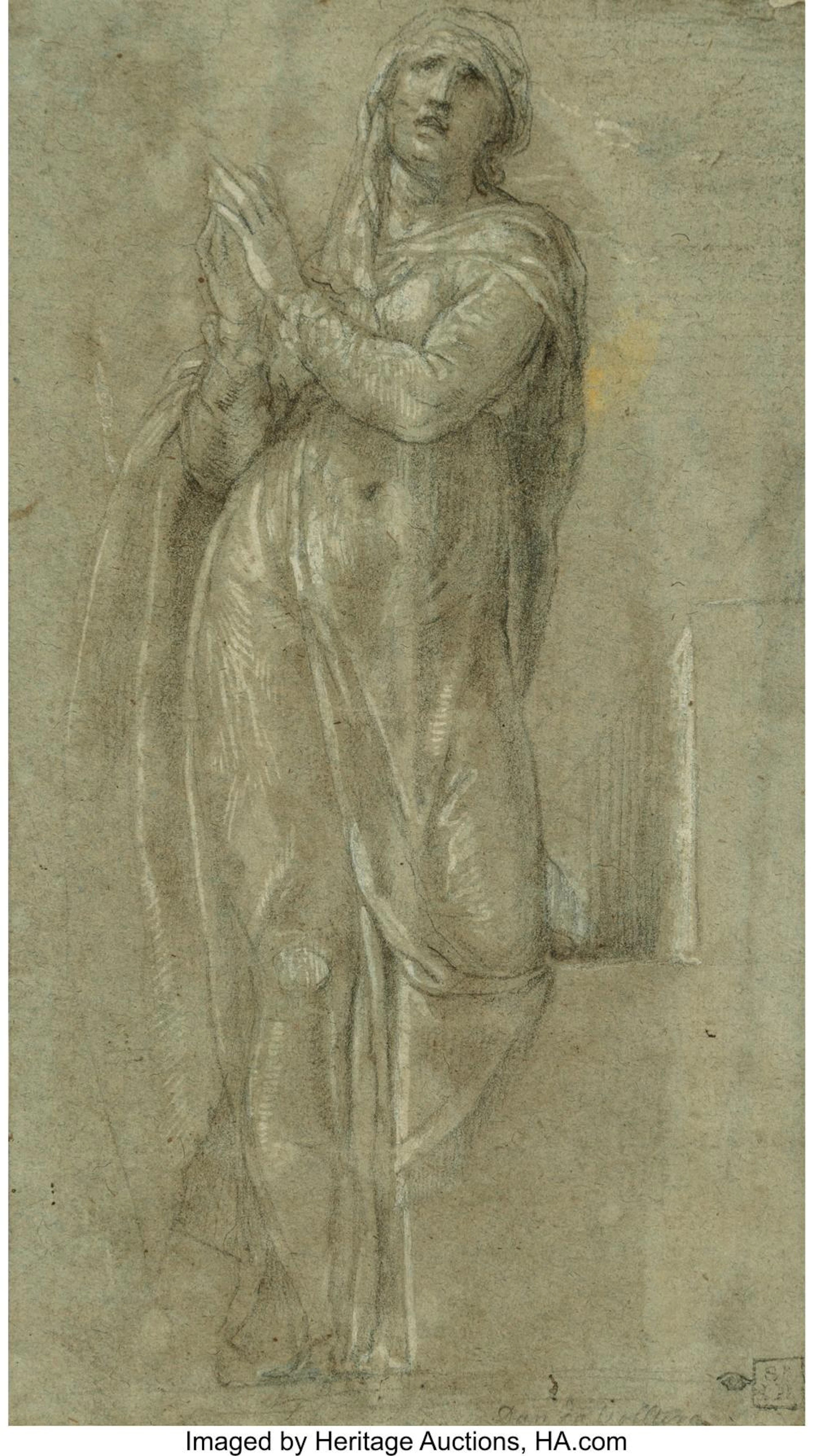 Girolamo Muziano (Italian, 1528-1592) Study after Michelangelo's Rachel on the t