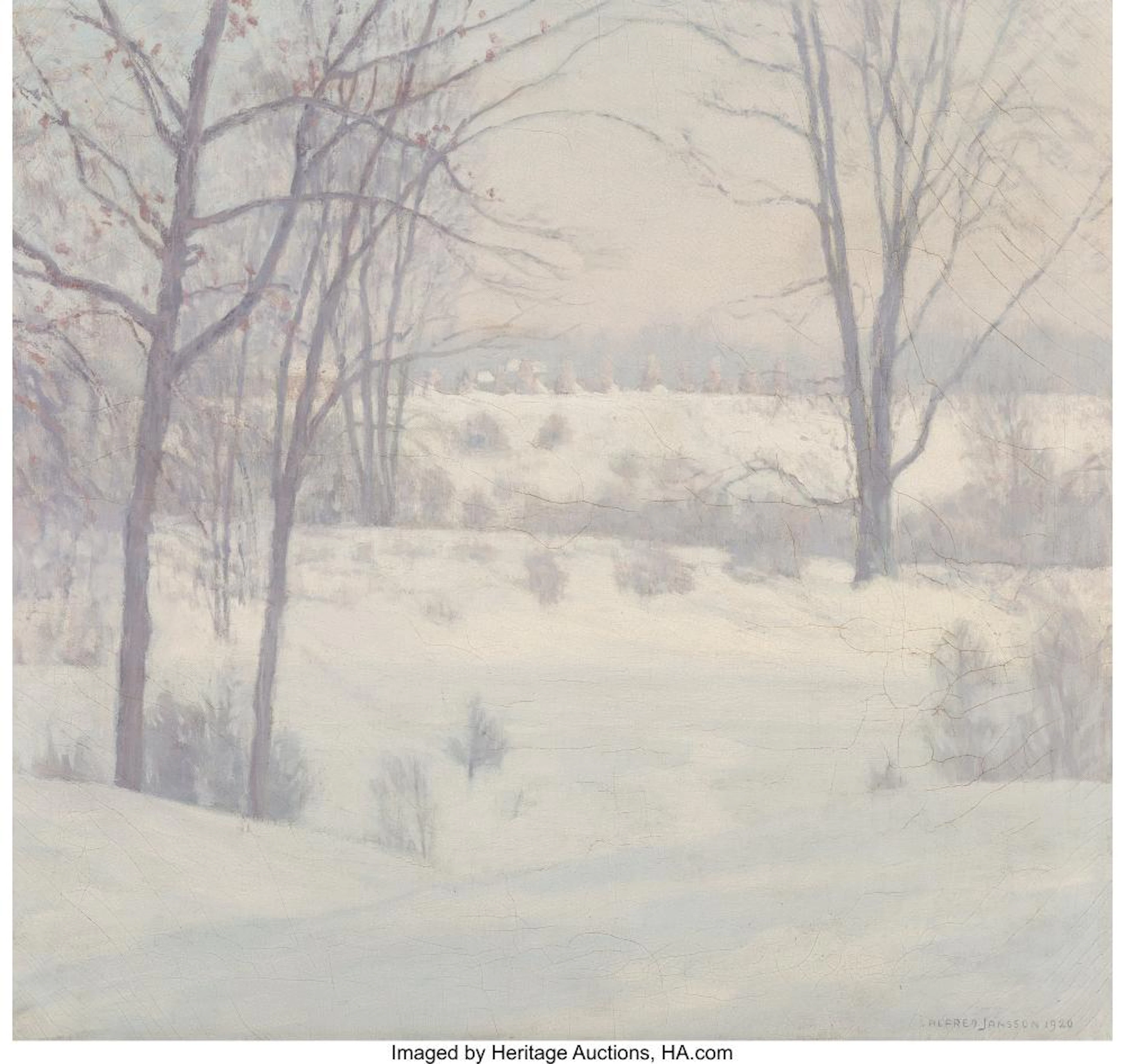 Alfred Jansson (American/Swedish, 1863-1931) Winter Landscape, 1920 Oil on canva