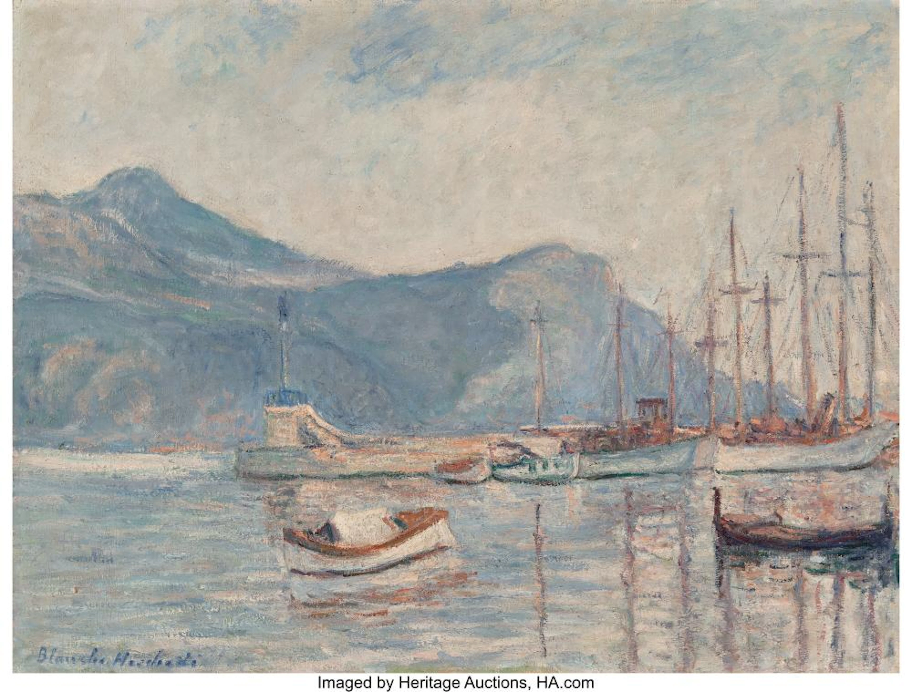 Blanche Hoschedé-Monet (French, 1865-1947) Les bateaux au port Oil on canvas 21
