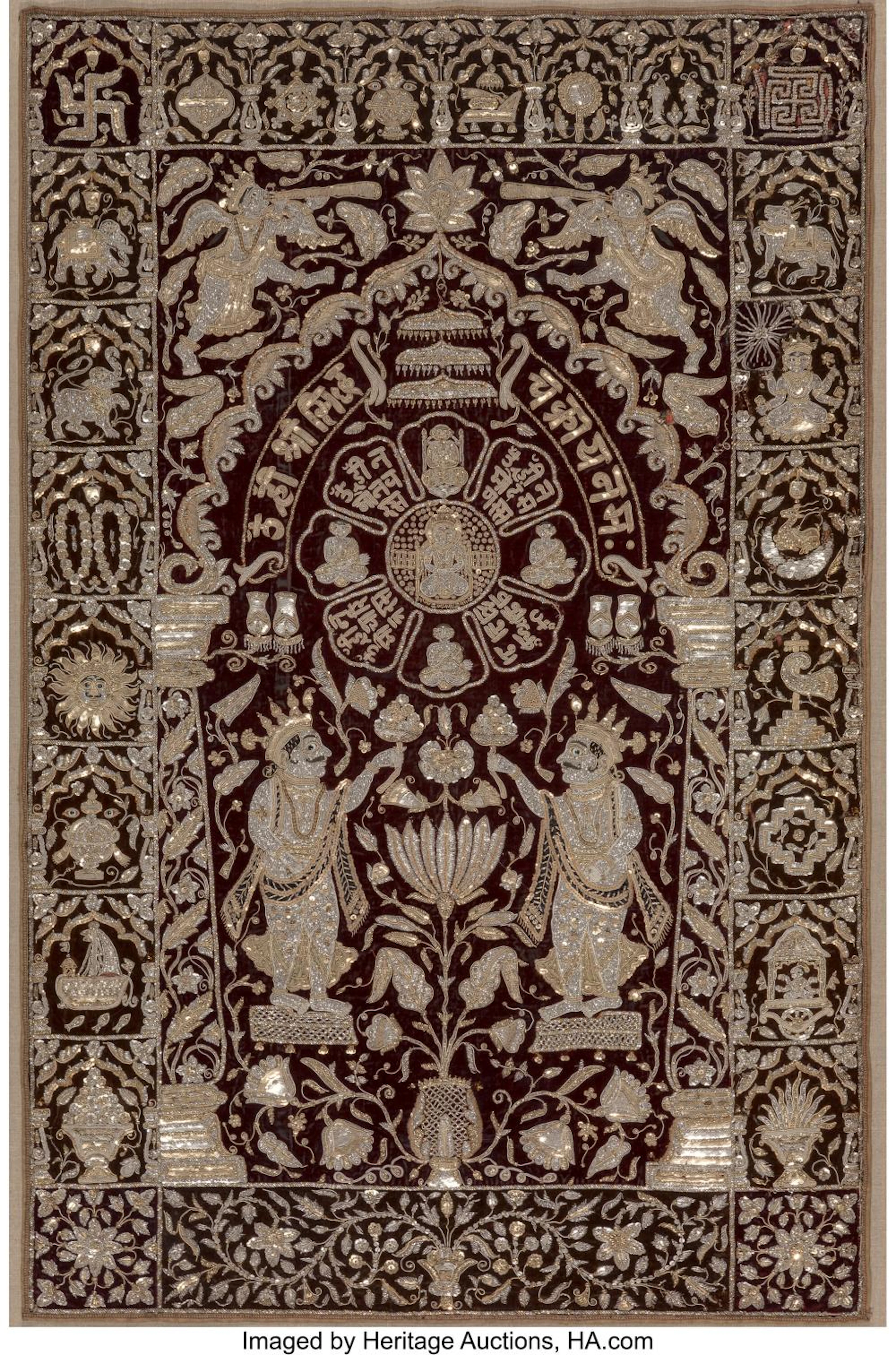 An Indian Silver Embroidered Tapestry 49 x 31 inches (124.5 x 78.7 cm) (work) P