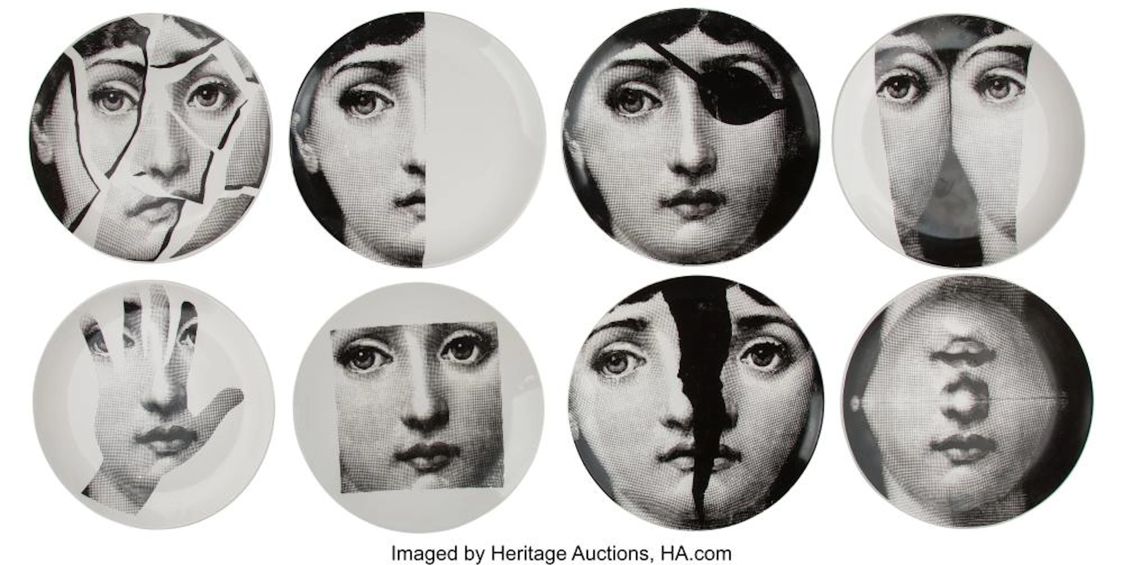 Piero Fornasetti (Italian, 1913-1988) Eight Themes and Variations Plates, 20th c