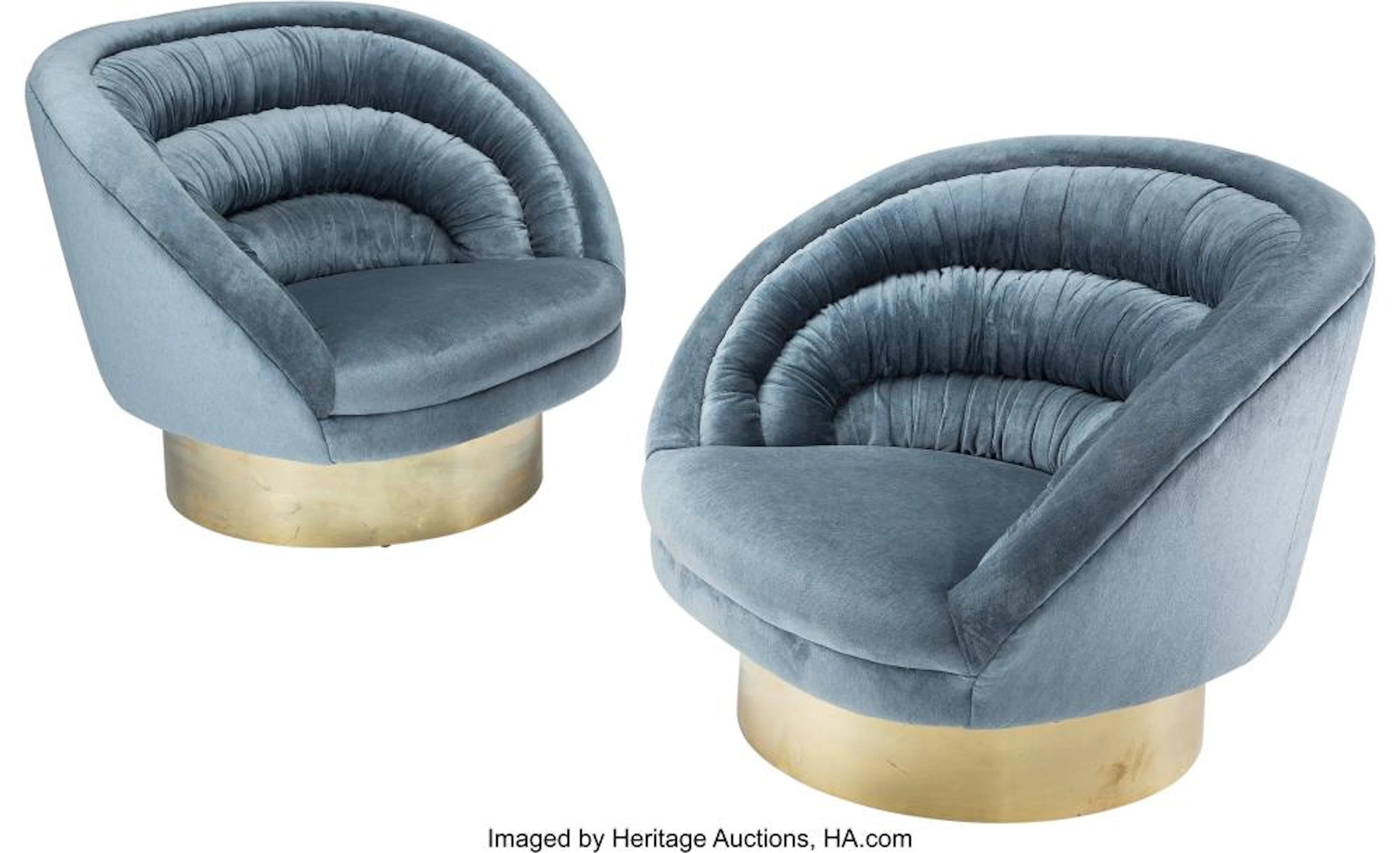 Vladimir Kagan (American, 1927-2016) Pair of Crescent Chairs, circa 1970 Stainle