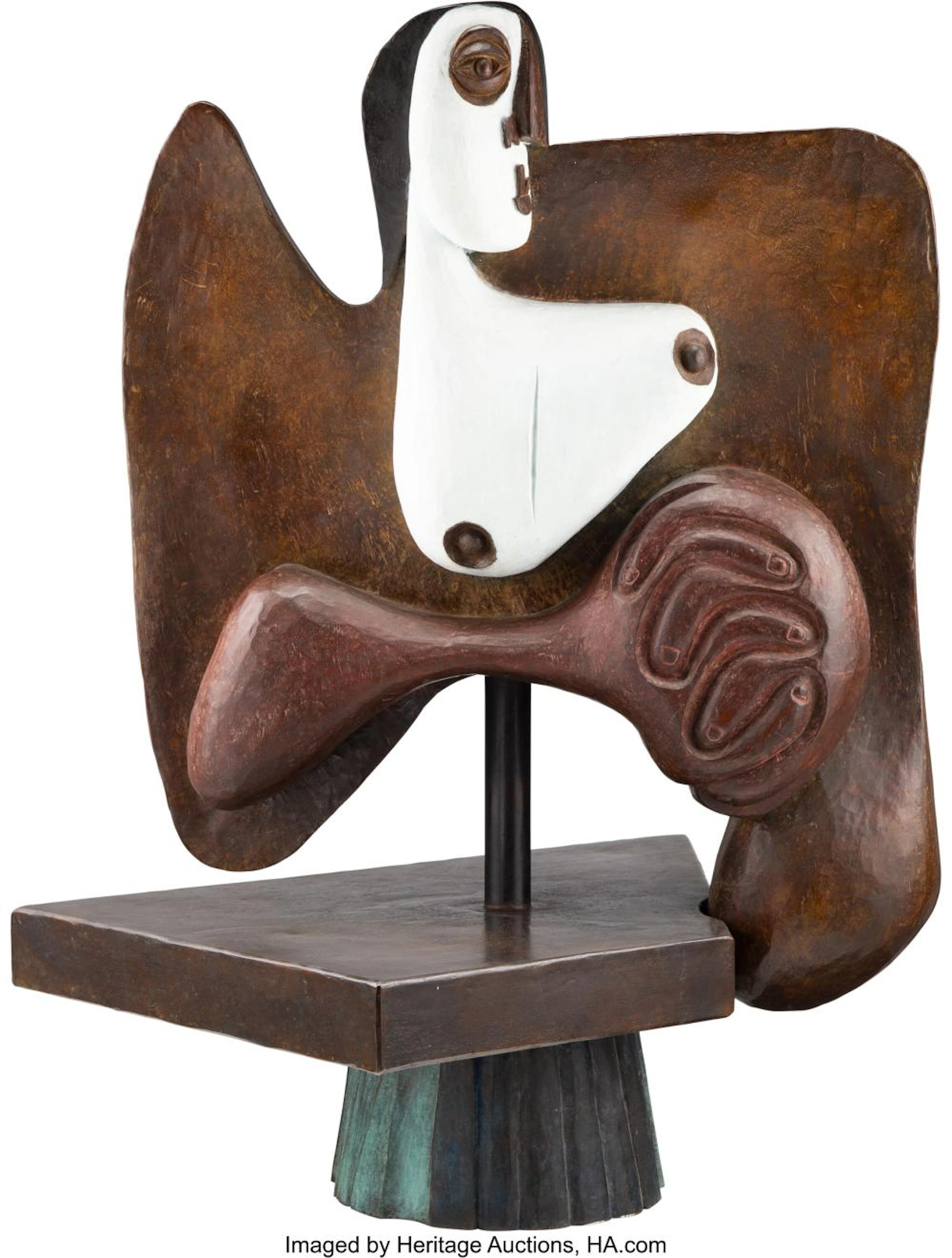 After Le Corbusier (Swiss, 1887-1965) Icône Painted bronze 33-1/2 x 26-1/2 x 30