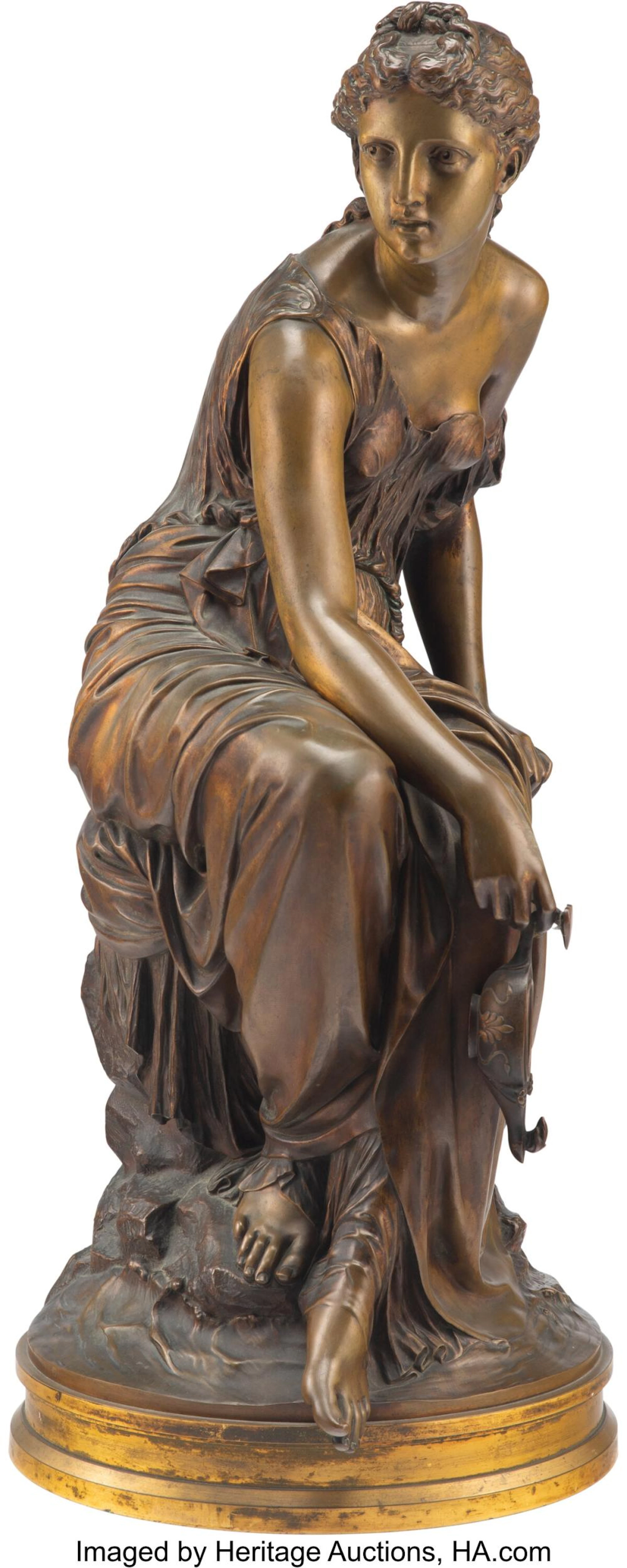 After Étienne-Henry Dumaige (French, 1830-1888) Psyche Bronze 25-1/4 x 13-1/4 i