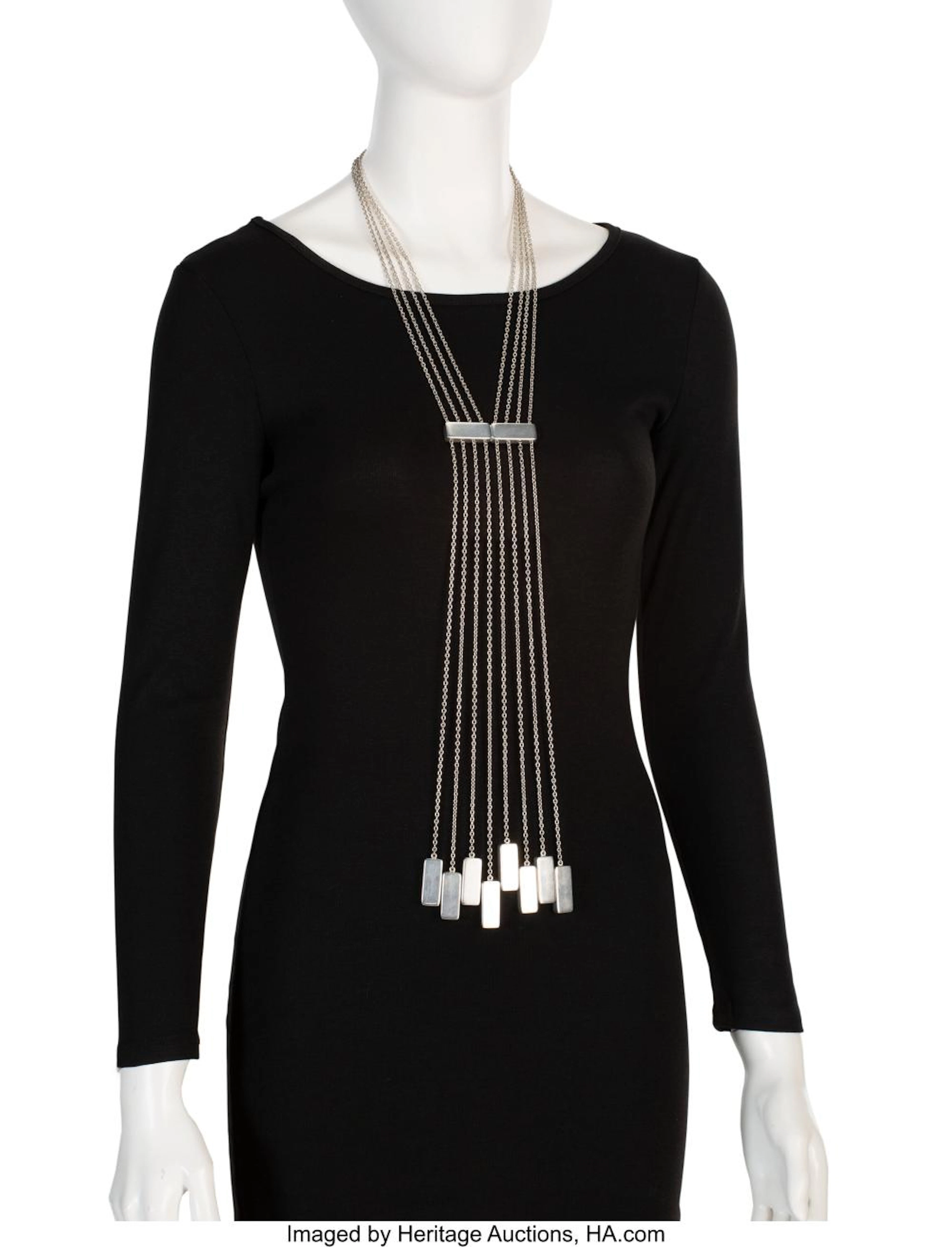An Original Georg Jensen Silver No. 120B Eight-Chime Pattern Necklace, Copenhage