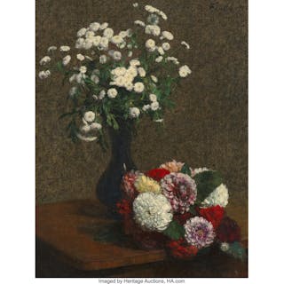Henri Fantin-Latour (French, 1836-1904) Fleurs: camomille et dahlias, 1871 Oil o