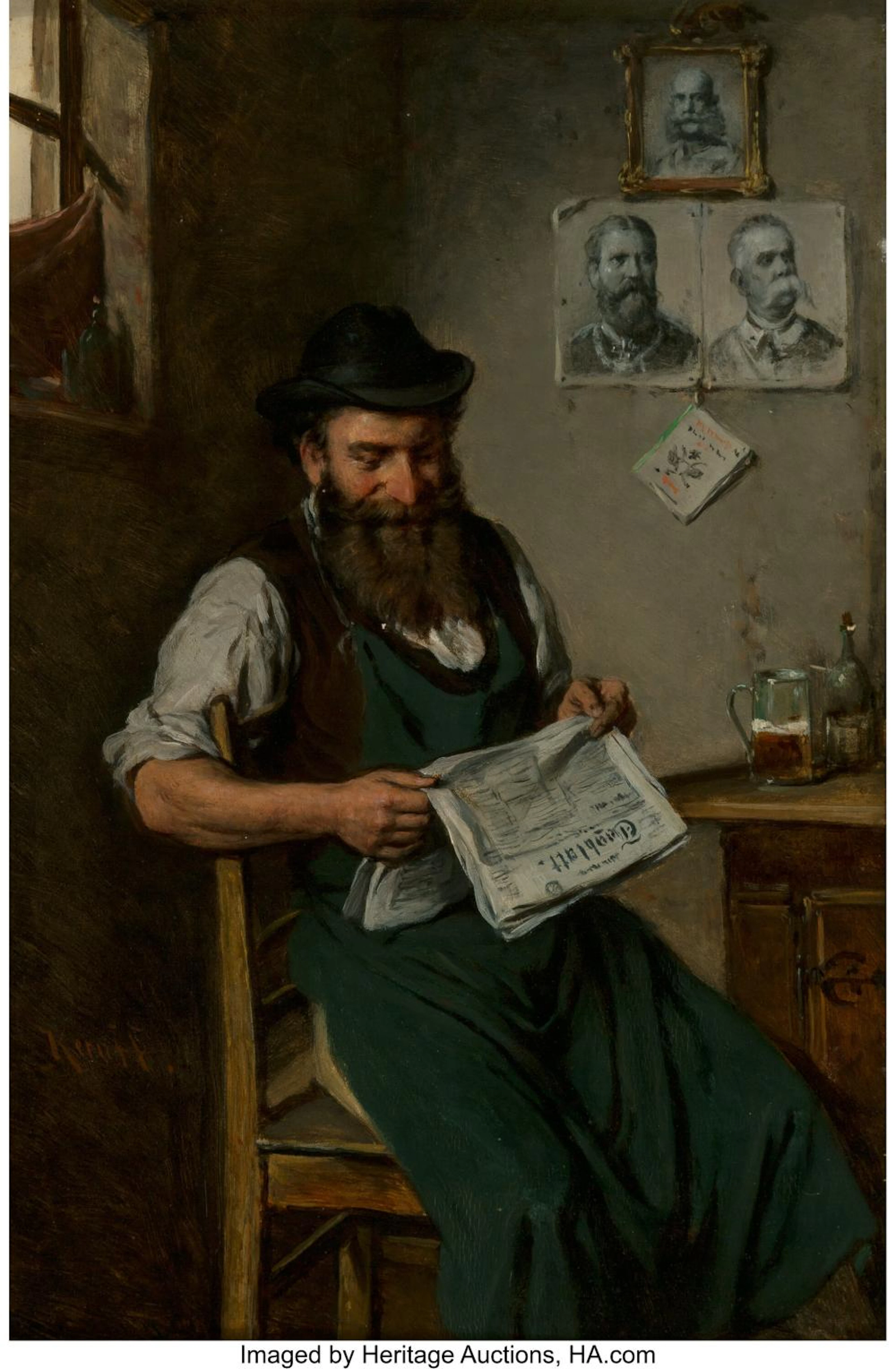 Hermann Kern (Austrian, 1839-1912) A tradesman and a gentleman reading their new