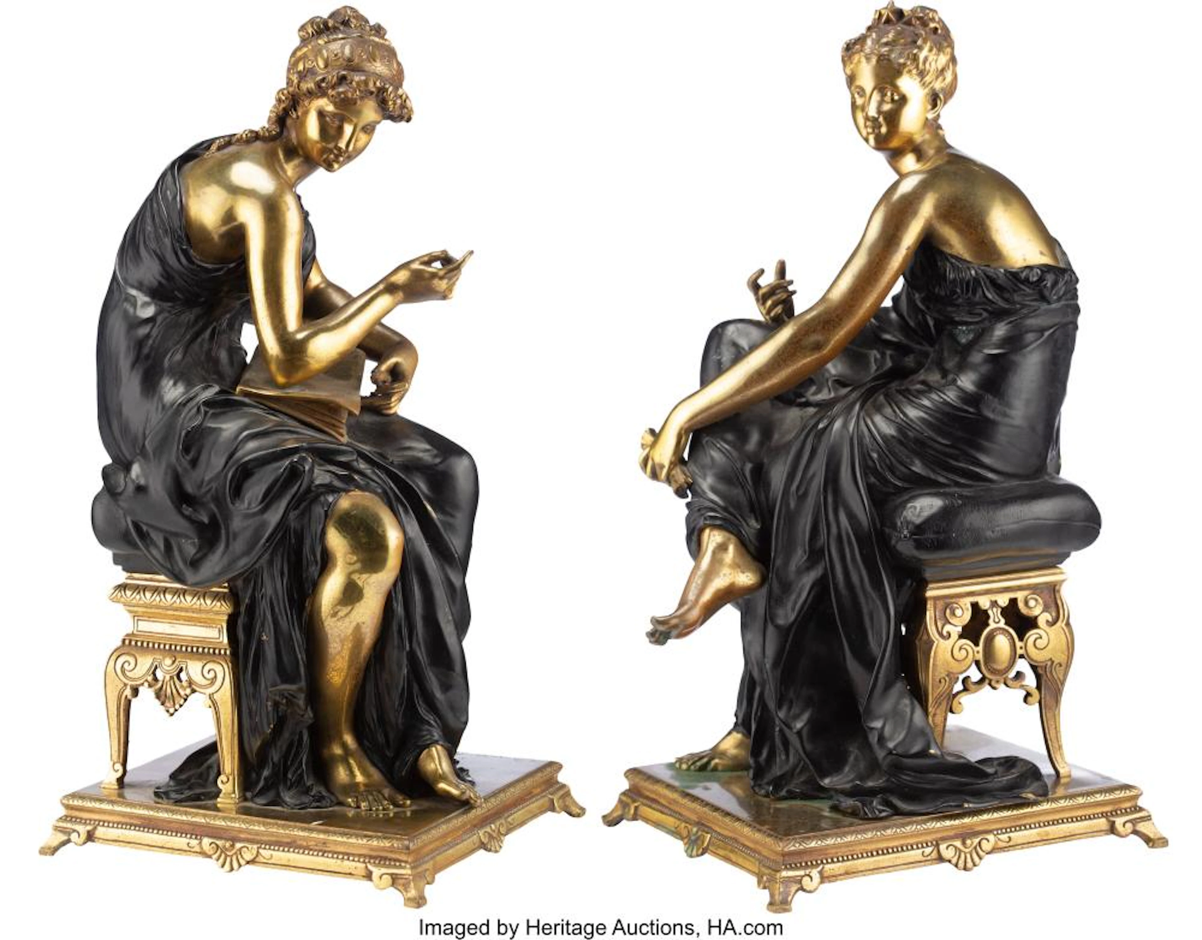 After Étienne-Henry Dumaige (French, 1830-1888) Calliope and Clio (two works), l
