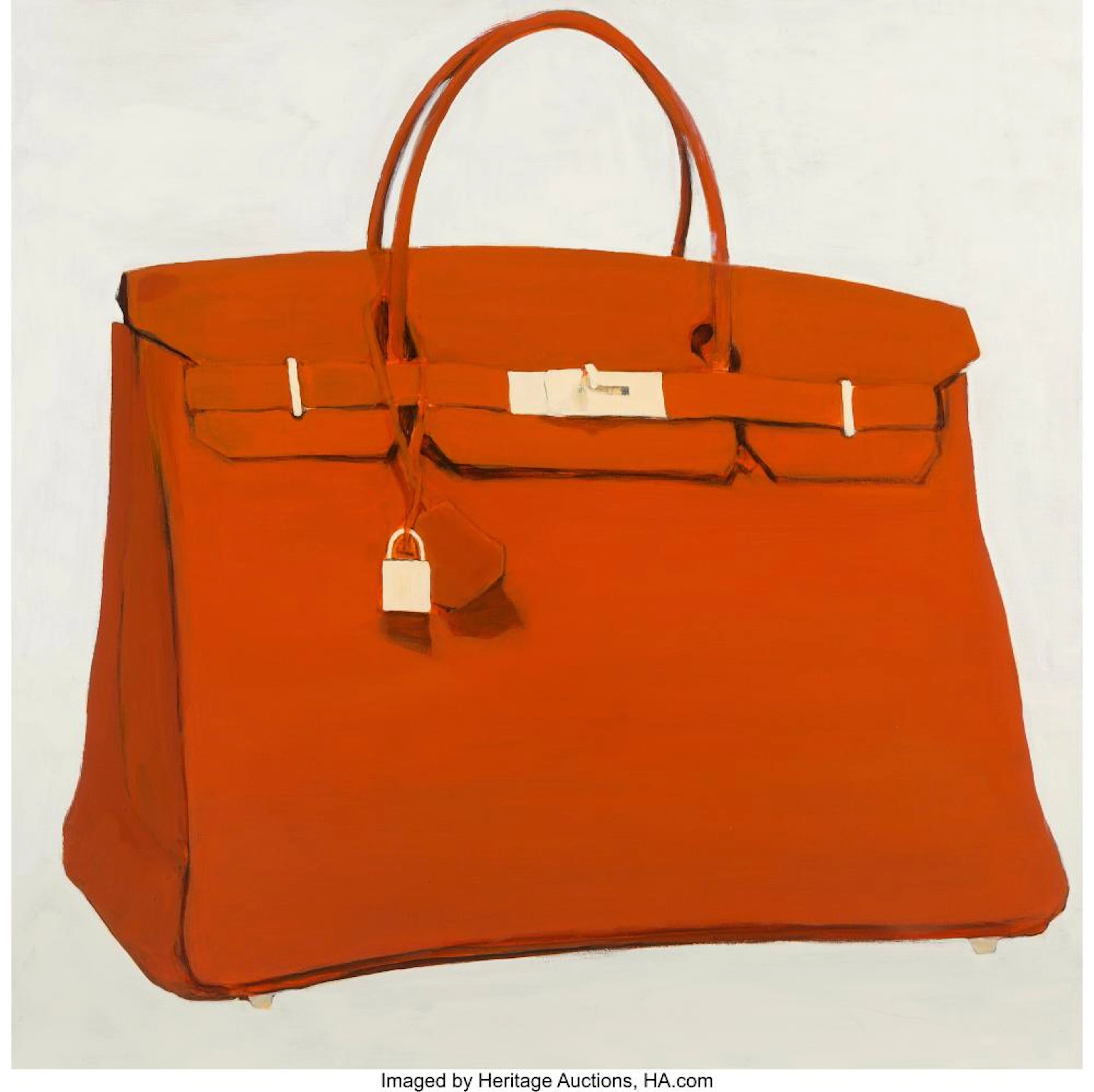 Ed Beardsley (American, 20th Century) Orange H Birkin (Hermes Bag), 2015 Acrylic