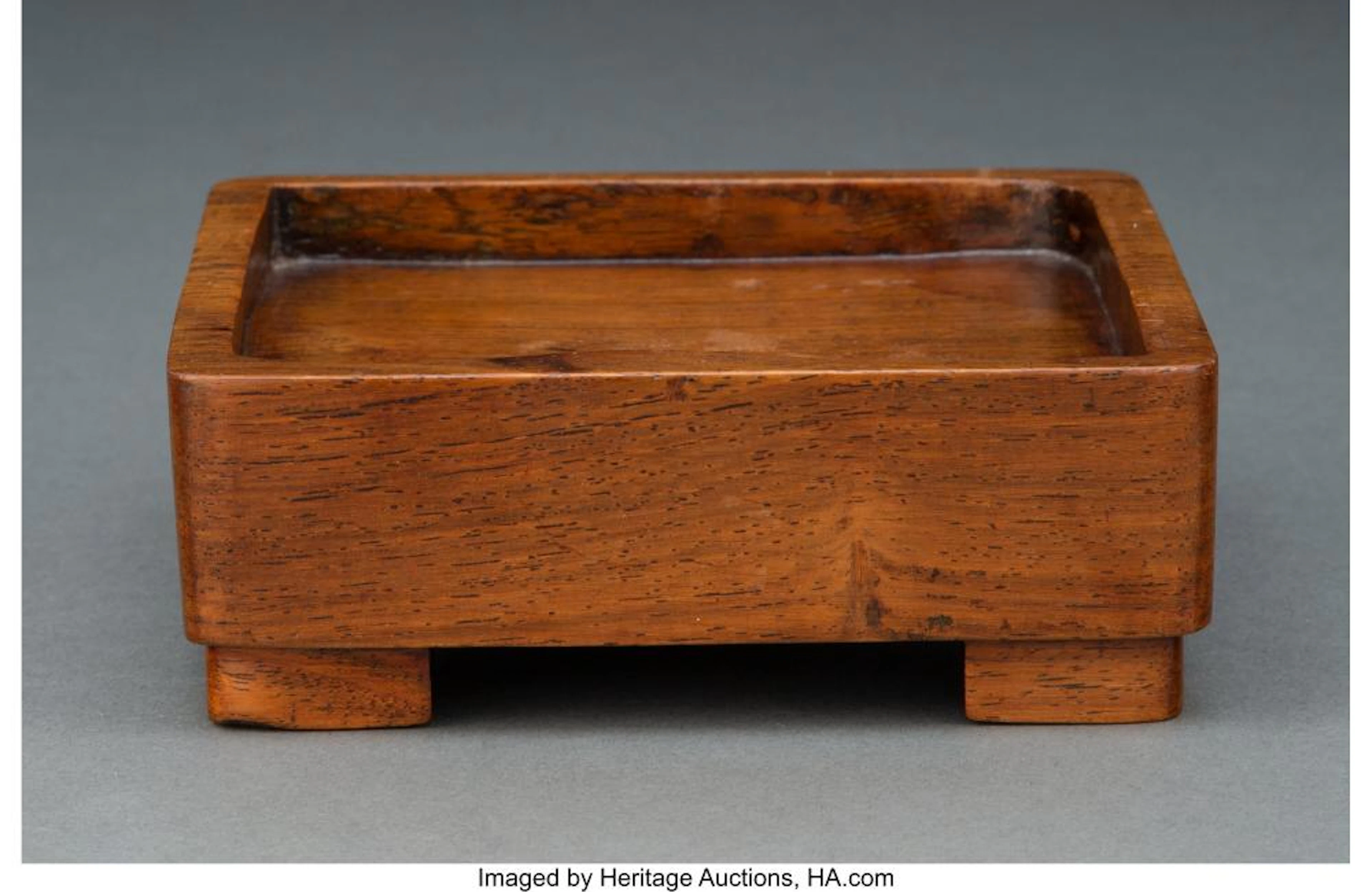 Alexandre Noll (French, 1890-1970) Carved Tray Rosewood 1-3/4 x 5 x 5-1/4 inches