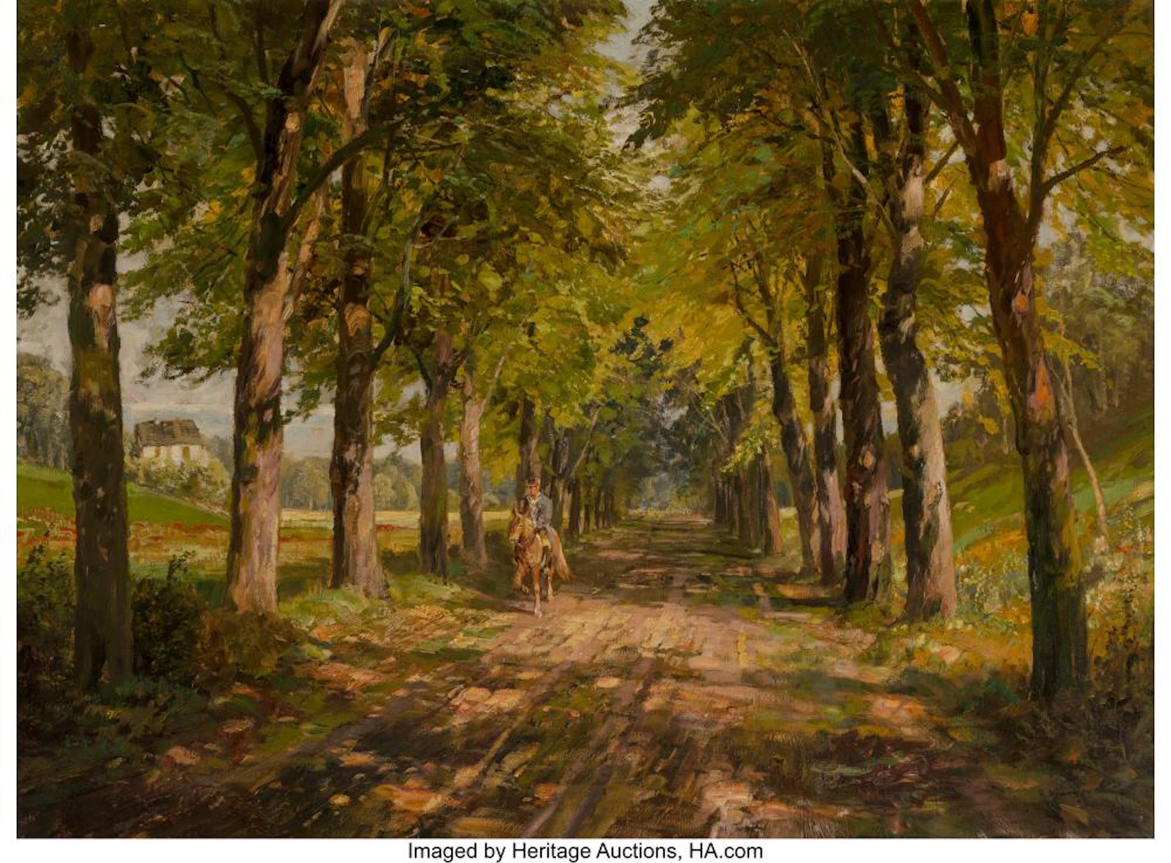 Alois Arnegger (Austrian, 1879-1963) Riding on a Country Lane Oil on canvas 28-3