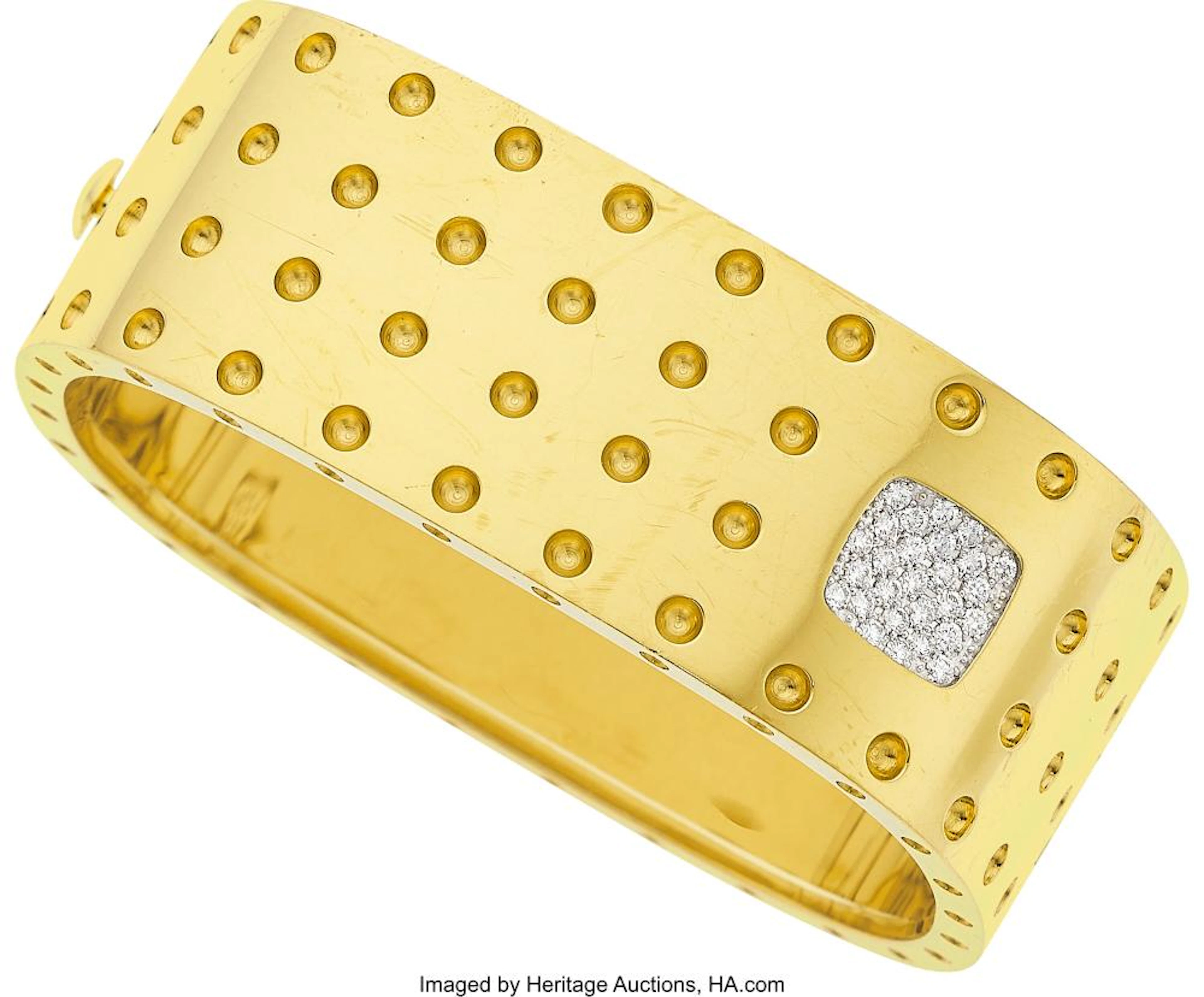Roberto Coin Diamond, Gold Bracelet Stones: Full-cut diamonds weighing a total