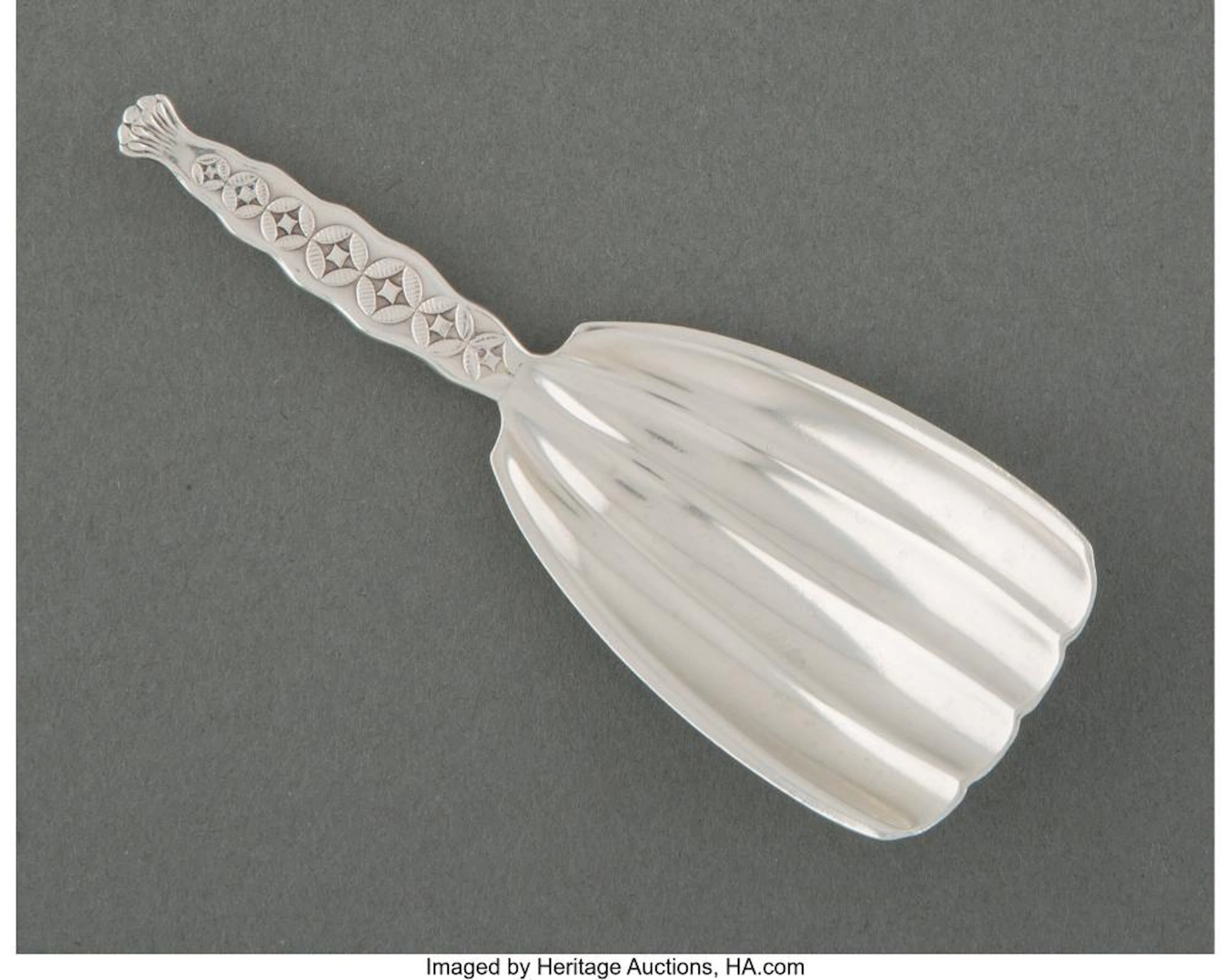 A Whiting Mfg. Co. Silver Tea Caddy Scoop, North Attleboro, Massachusetts, circa