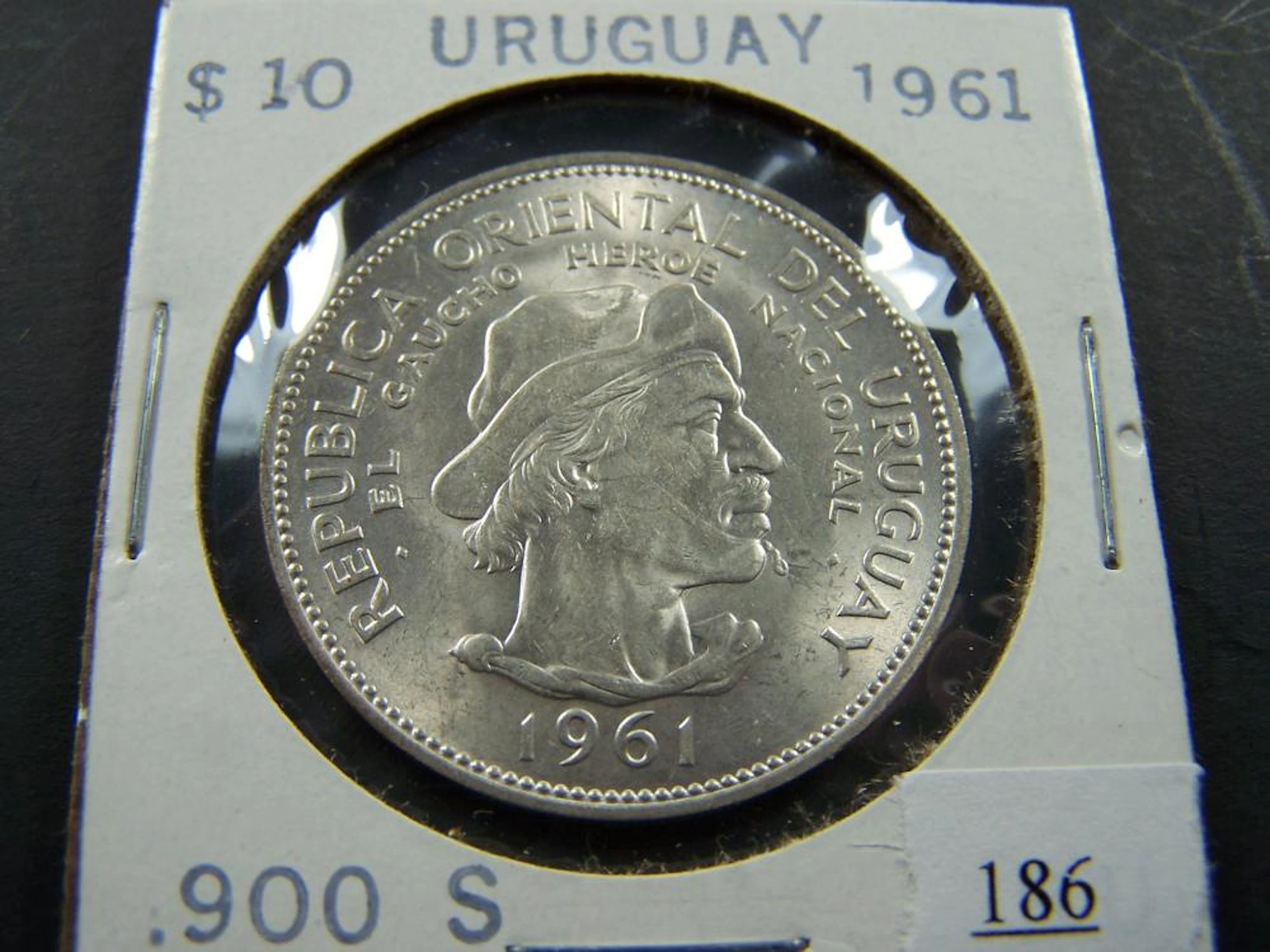 1961 Uruguay Silver Ten Dollar Coin (Foreign Currency)