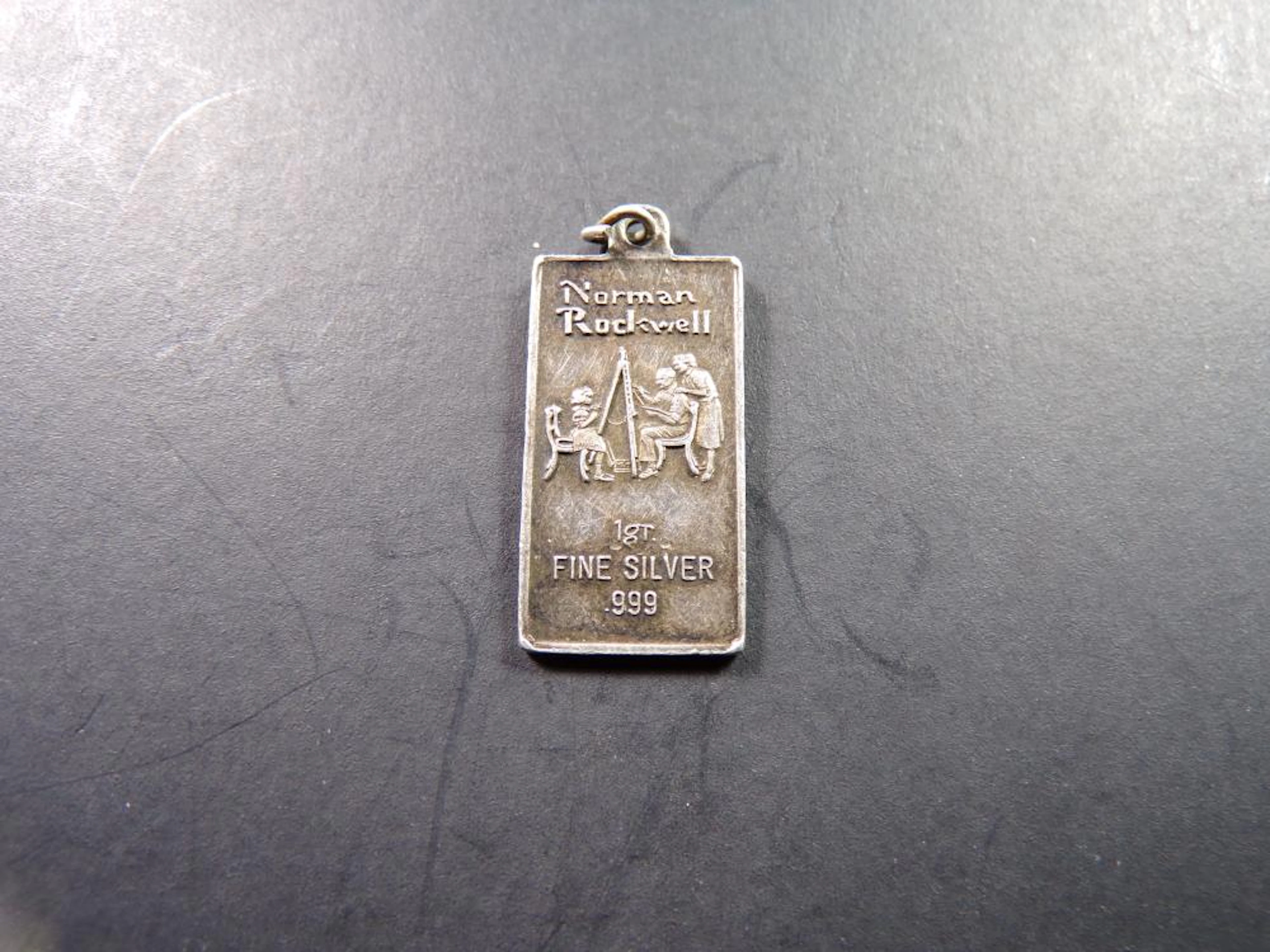 1 gram .999 Silver "Norman Rockwell" Art Bar (Pendant)