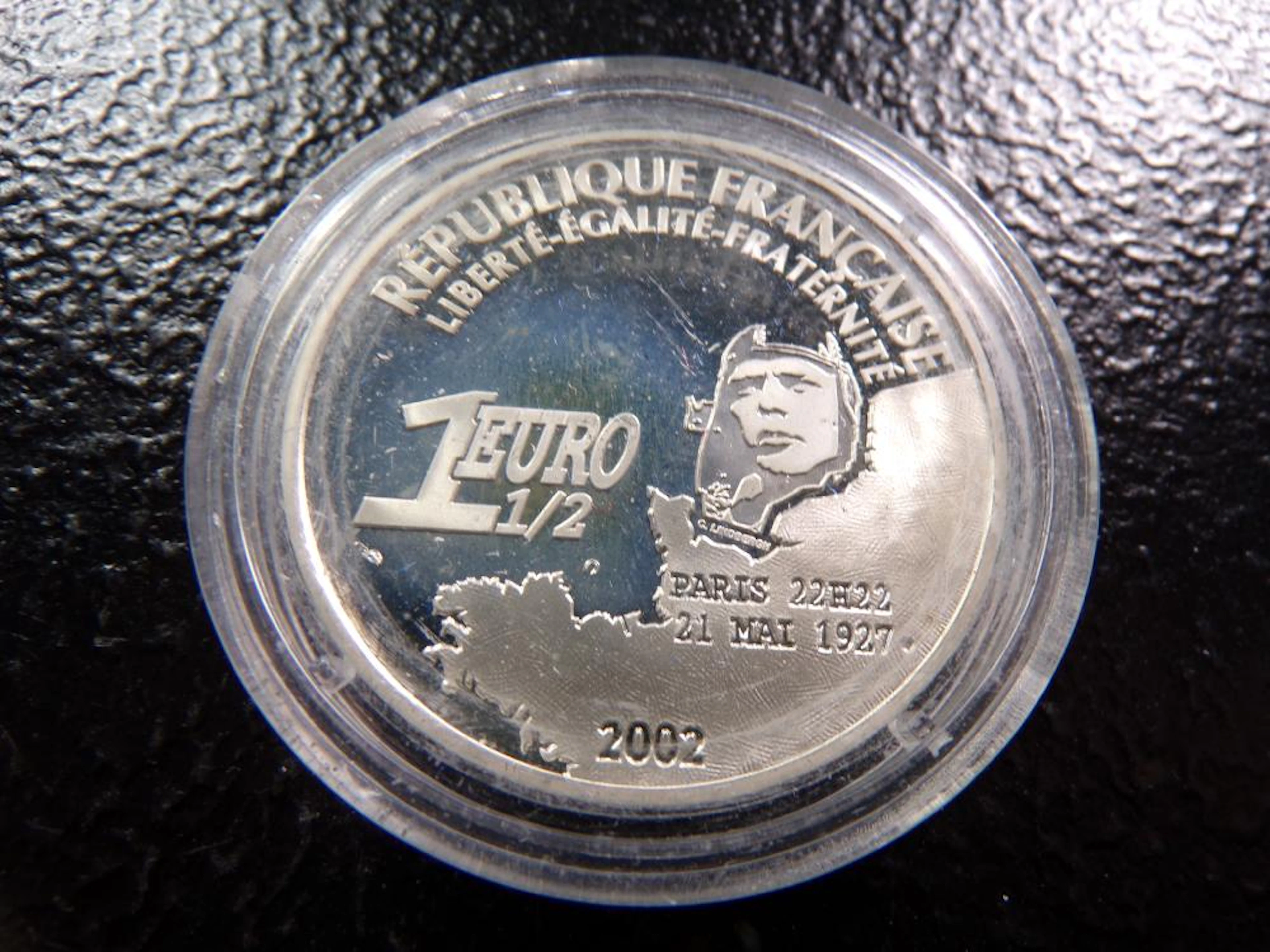 2002 French 1 1/2 Euro - 75th Anniversary - Charles Lindbergh SILVER Coi