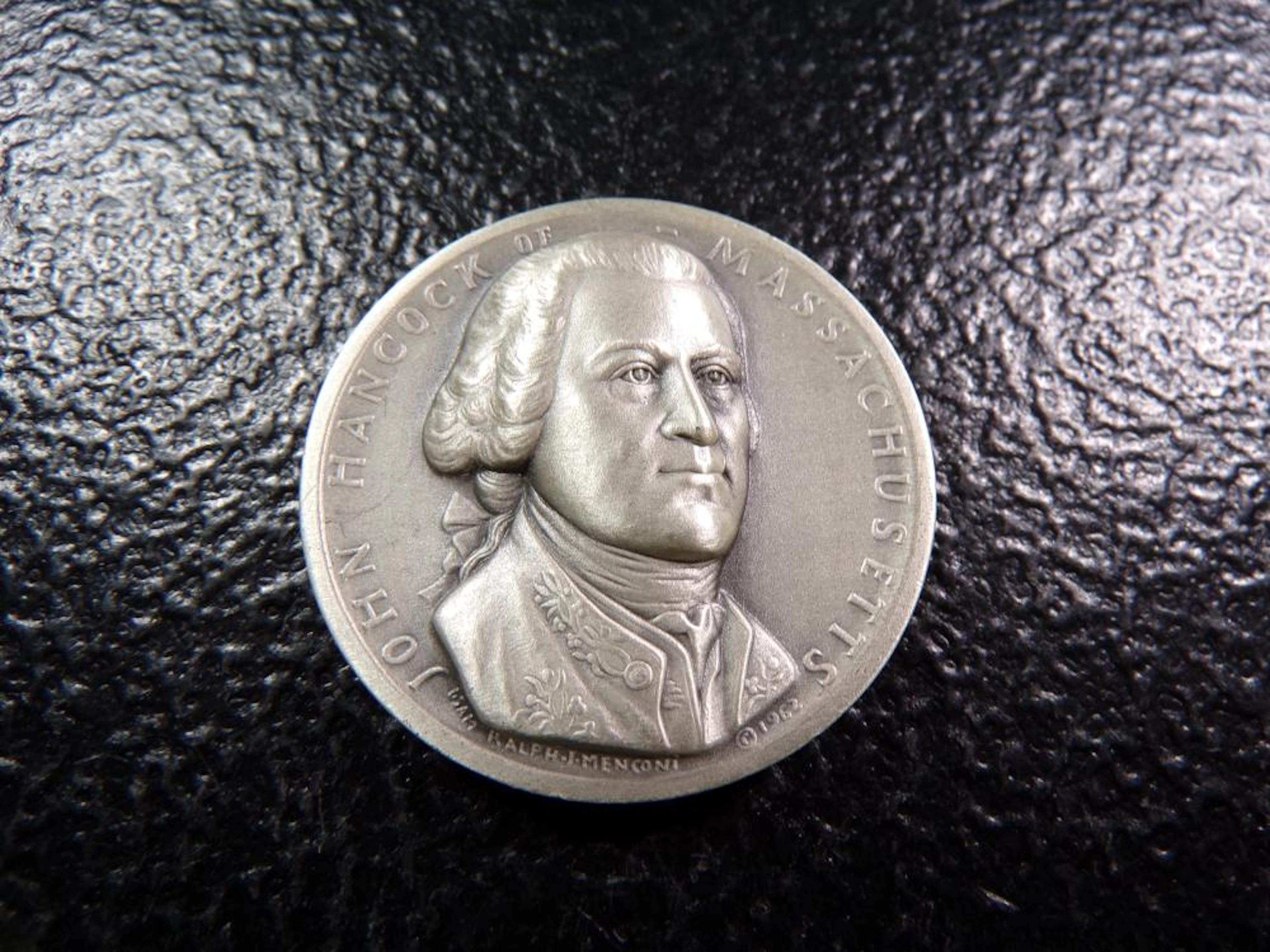 Massachusetts Statehood (High Relief) .999 PURE SILVER John Hancock Art Medal