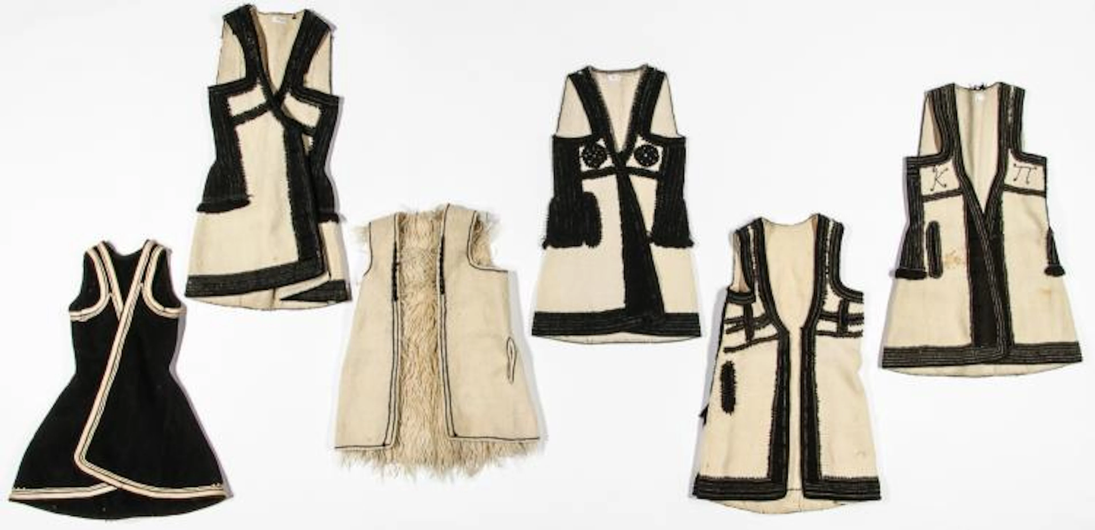 6 Old Wool & Felt Embroidered Balkan Folk Costumes