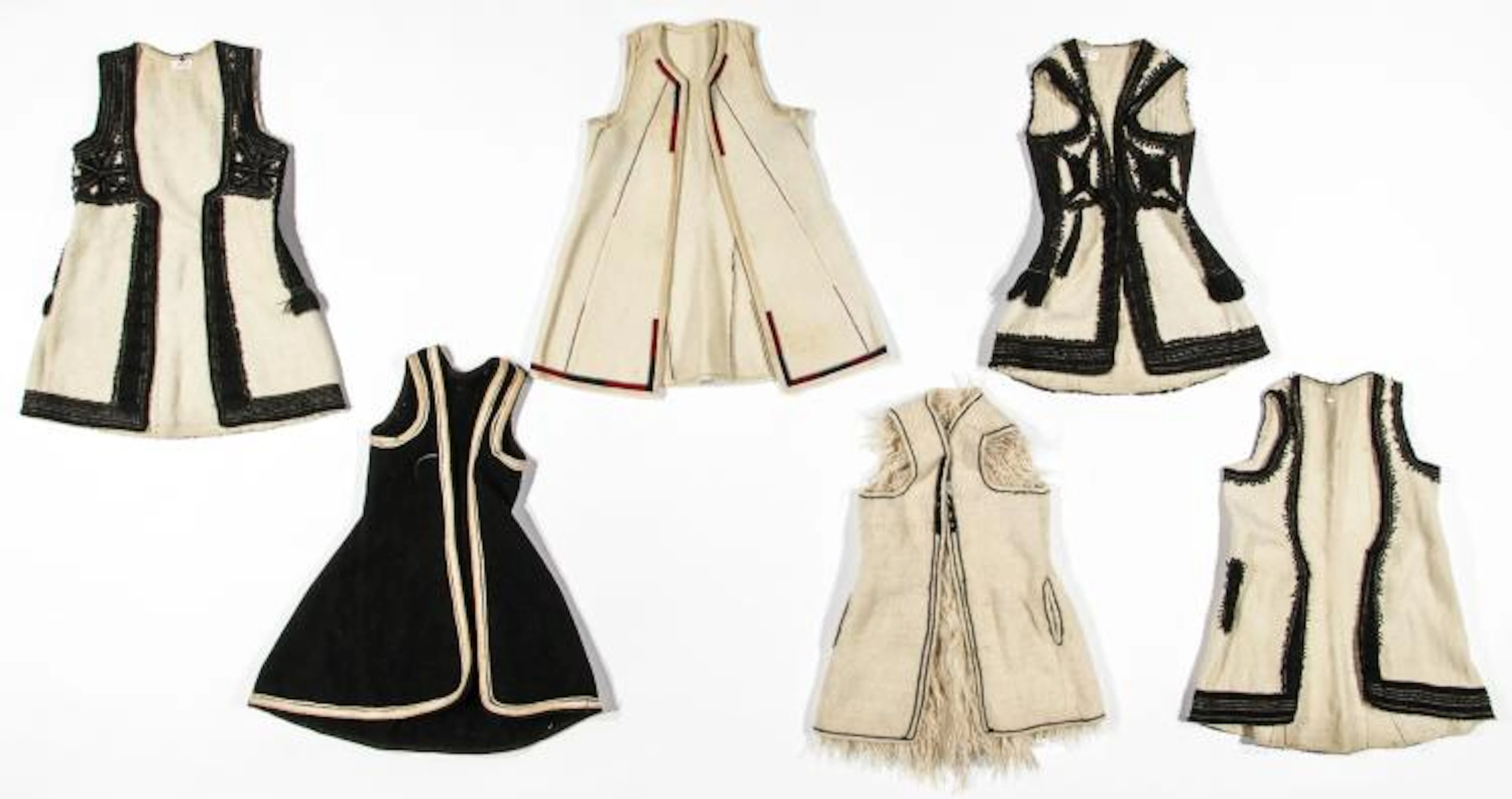 6 Old Wool & Felt Embroidered Balkan Folk Costumes