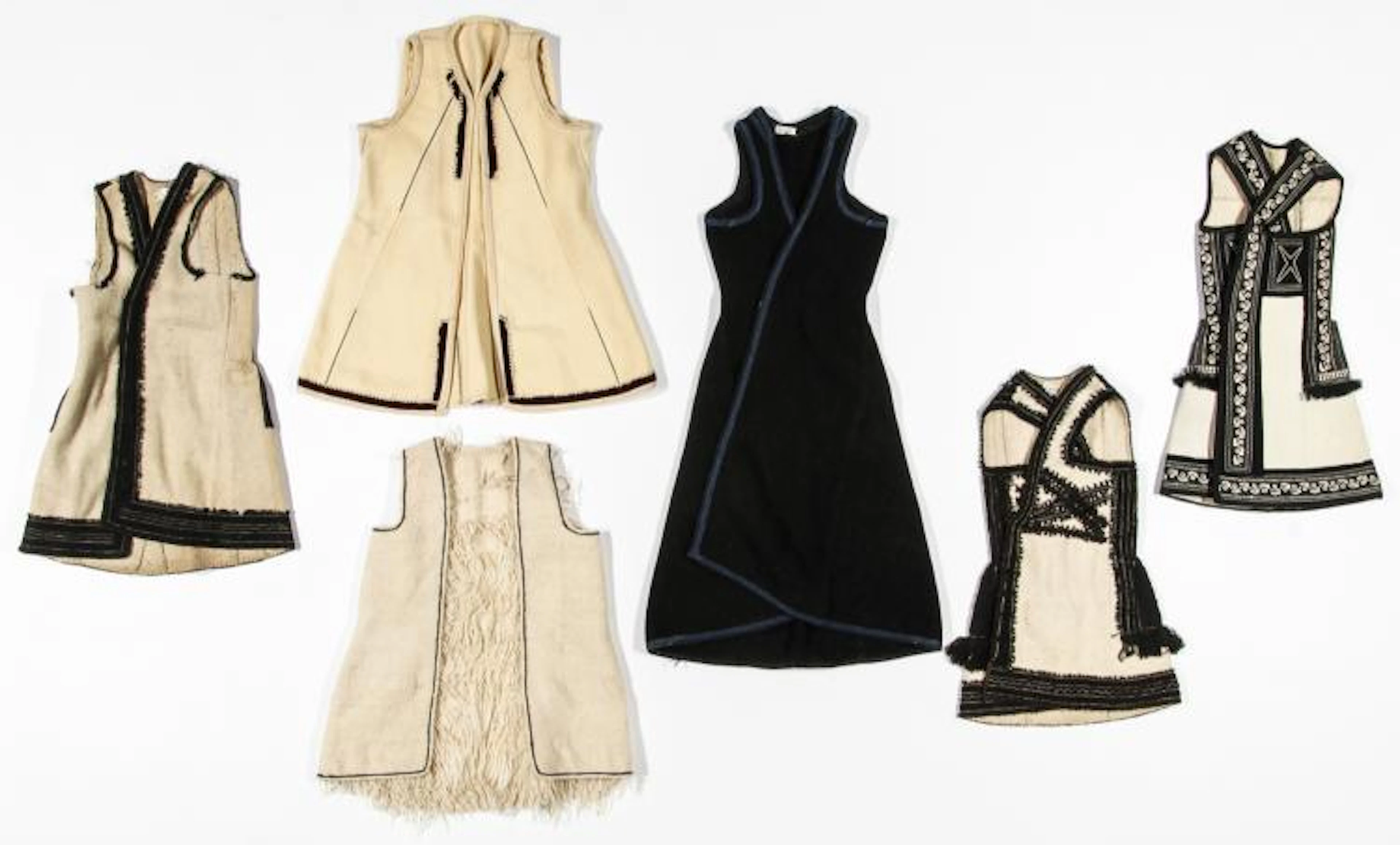 6 Old Wool & Felt Embroidered Balkan Folk Costumes