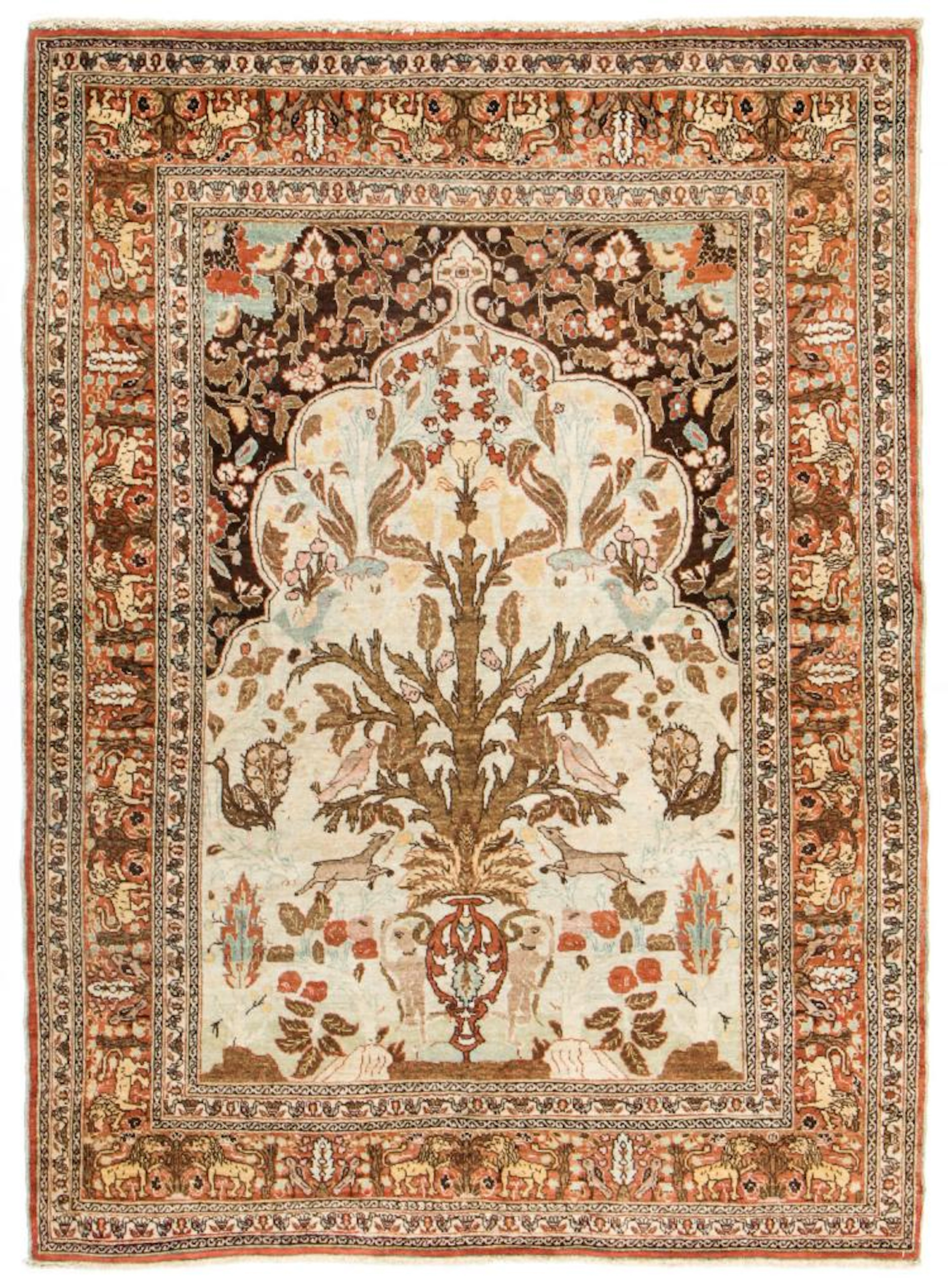 Antique Tabriz Hadji Jalili Prayer Rug, Persia: 4'7'' x 6'2''