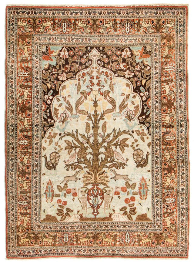 Antique Tabriz Hadji Jalili Prayer Rug, Persia: 4'7'' x 6'2''
