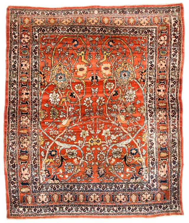 19th C. Hadji Jalili Tabriz Rug, Persia: 4'10'' x 5'8''