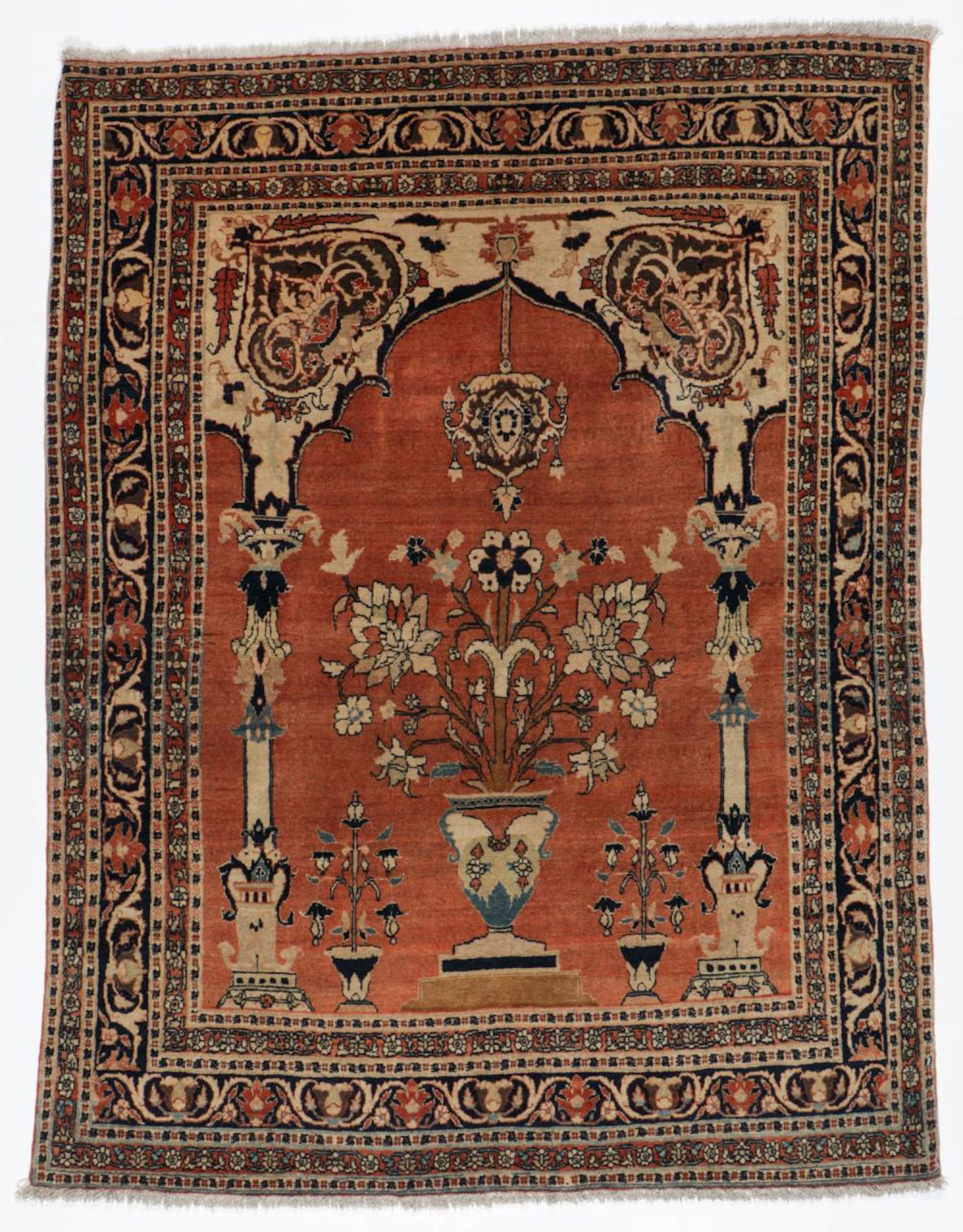 Antique Hadji Jalili Tabriz Prayer Rug, Persia: 4'5'' x 5'7''