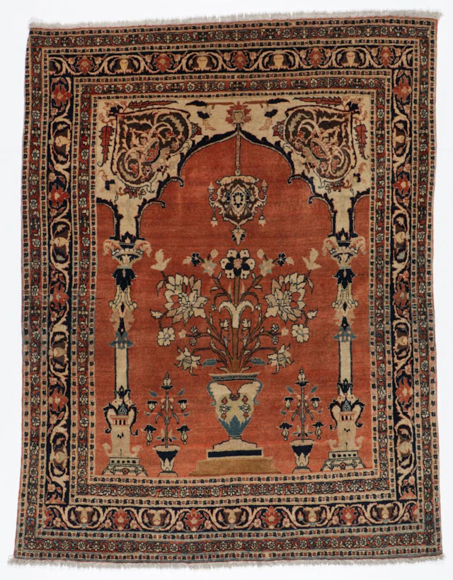 Antique Hadji Jalili Tabriz Prayer Rug, Persia: 4'5'' x 5'7''