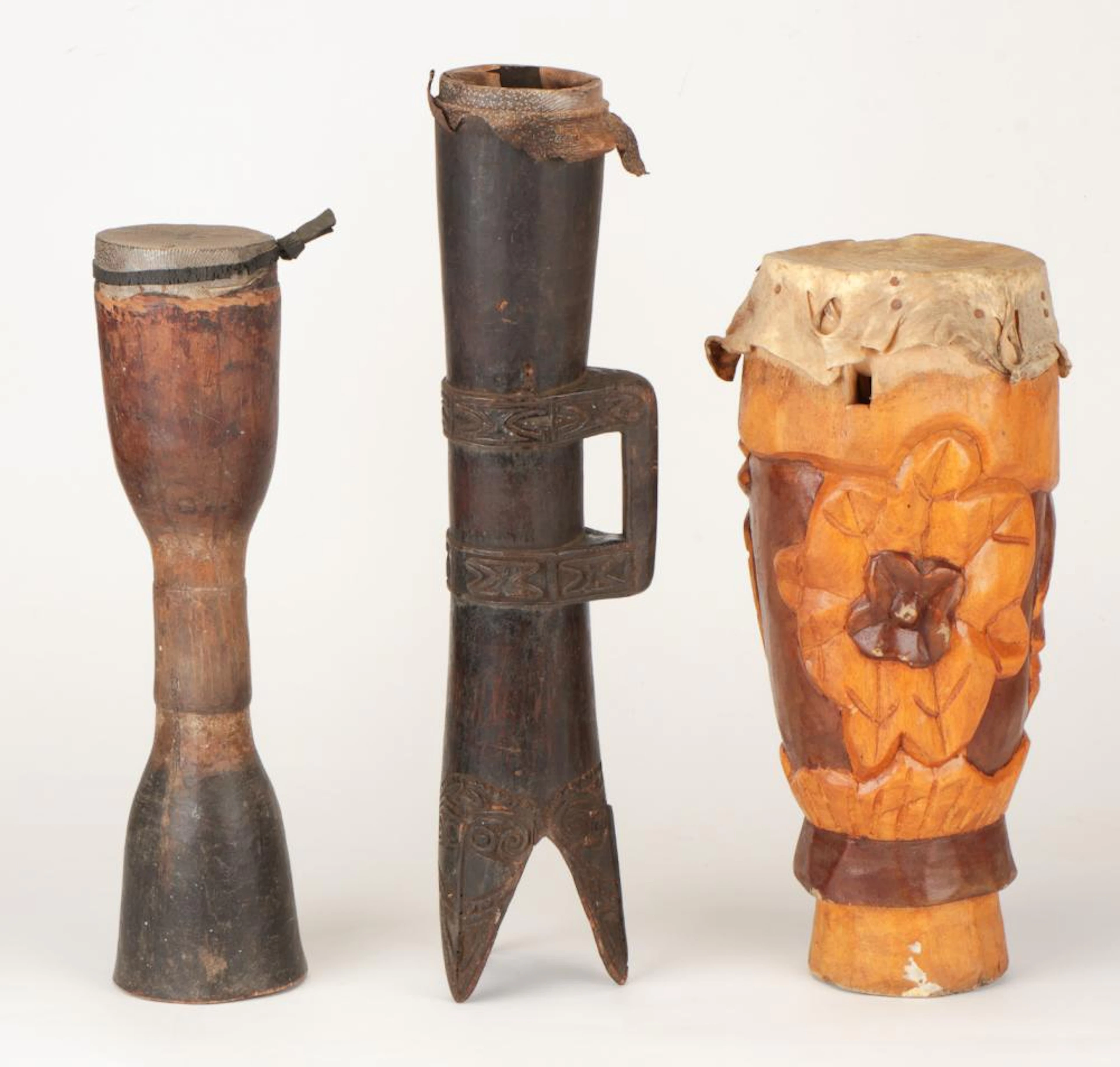 3 Traditional Drums: PNG, African, Caribbean