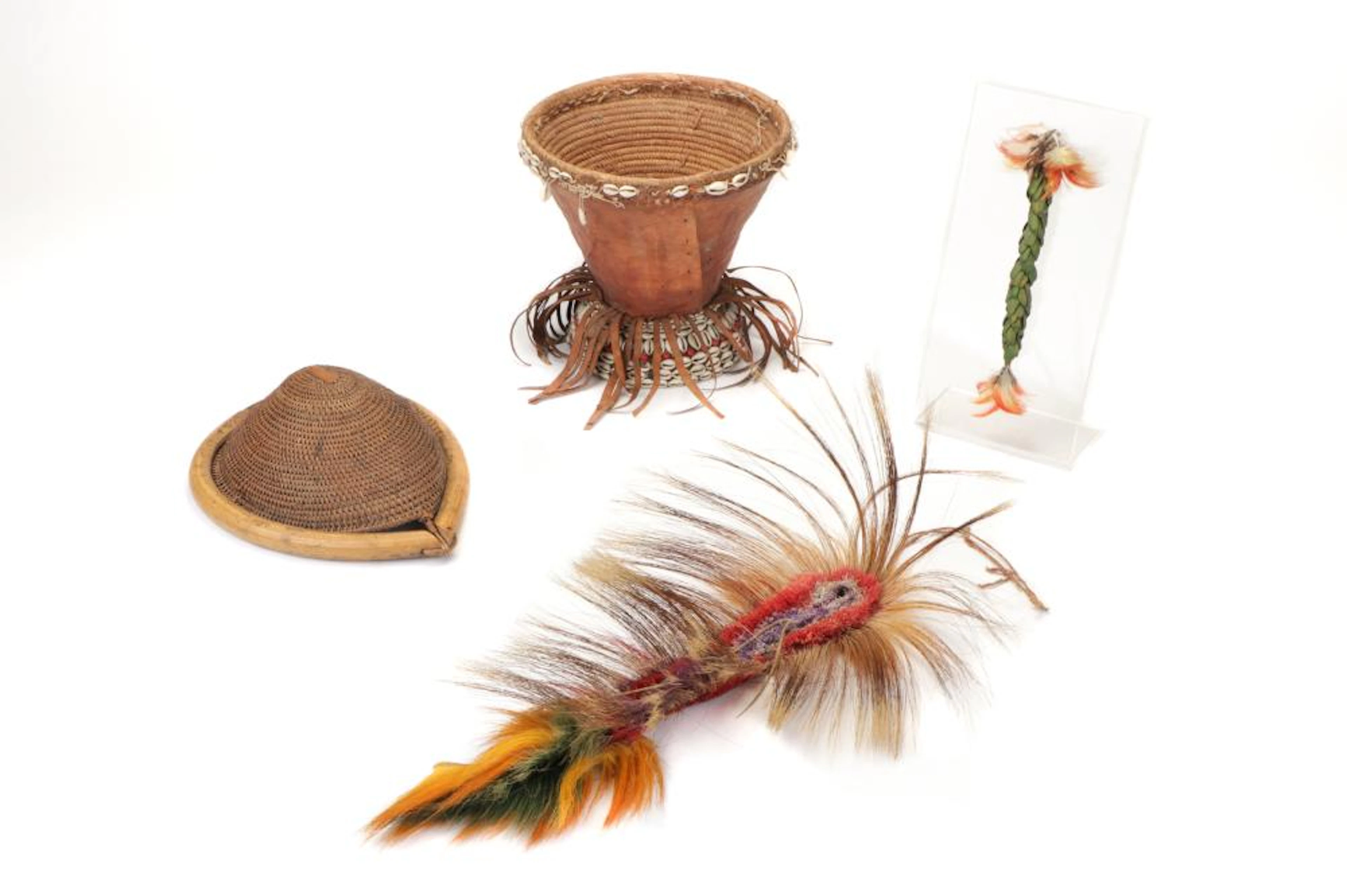 Group of Ethnographic Headdresses & Bowl