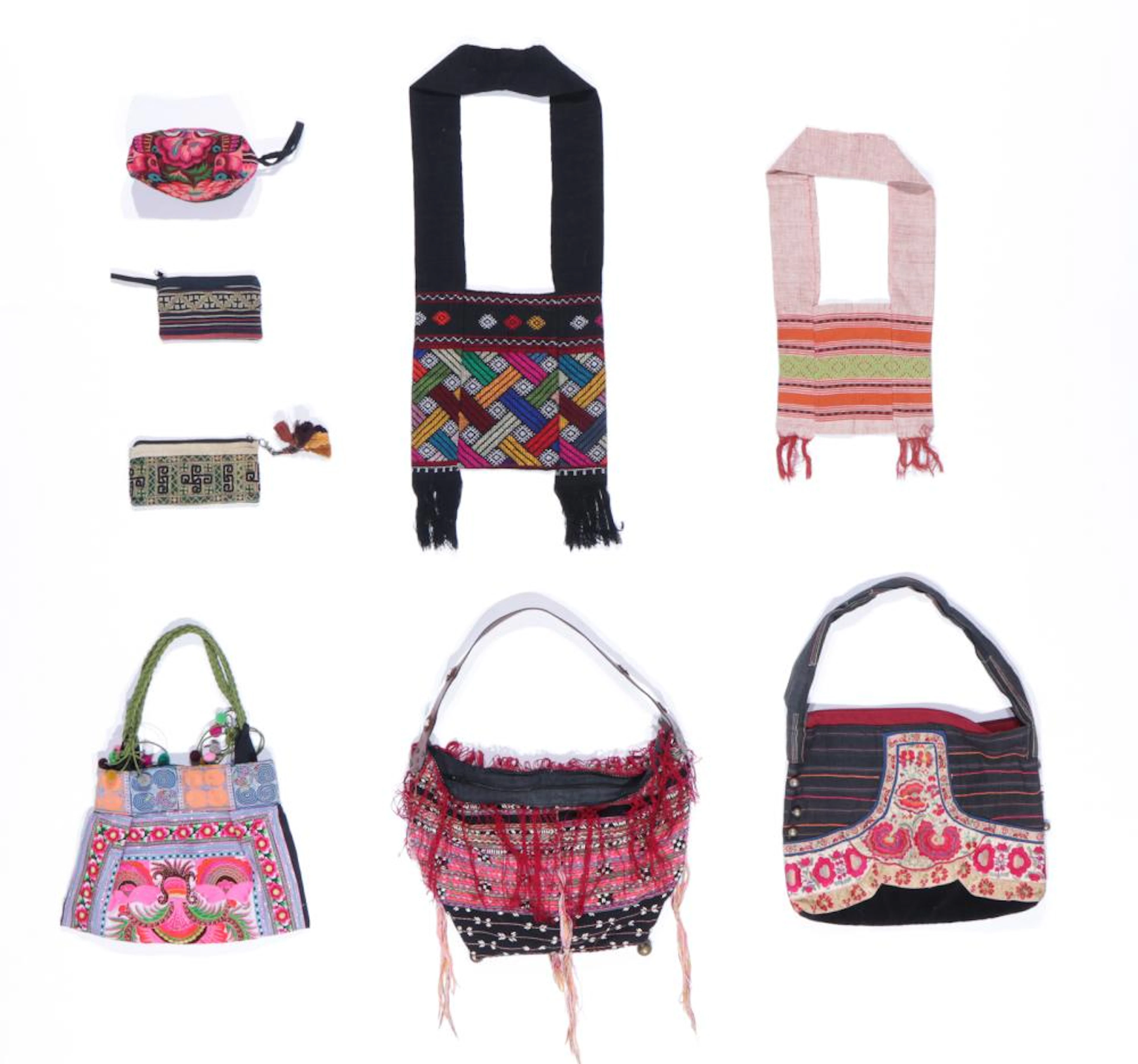 Collection of 8 Ethnographic Bags, Mainly Hmong
