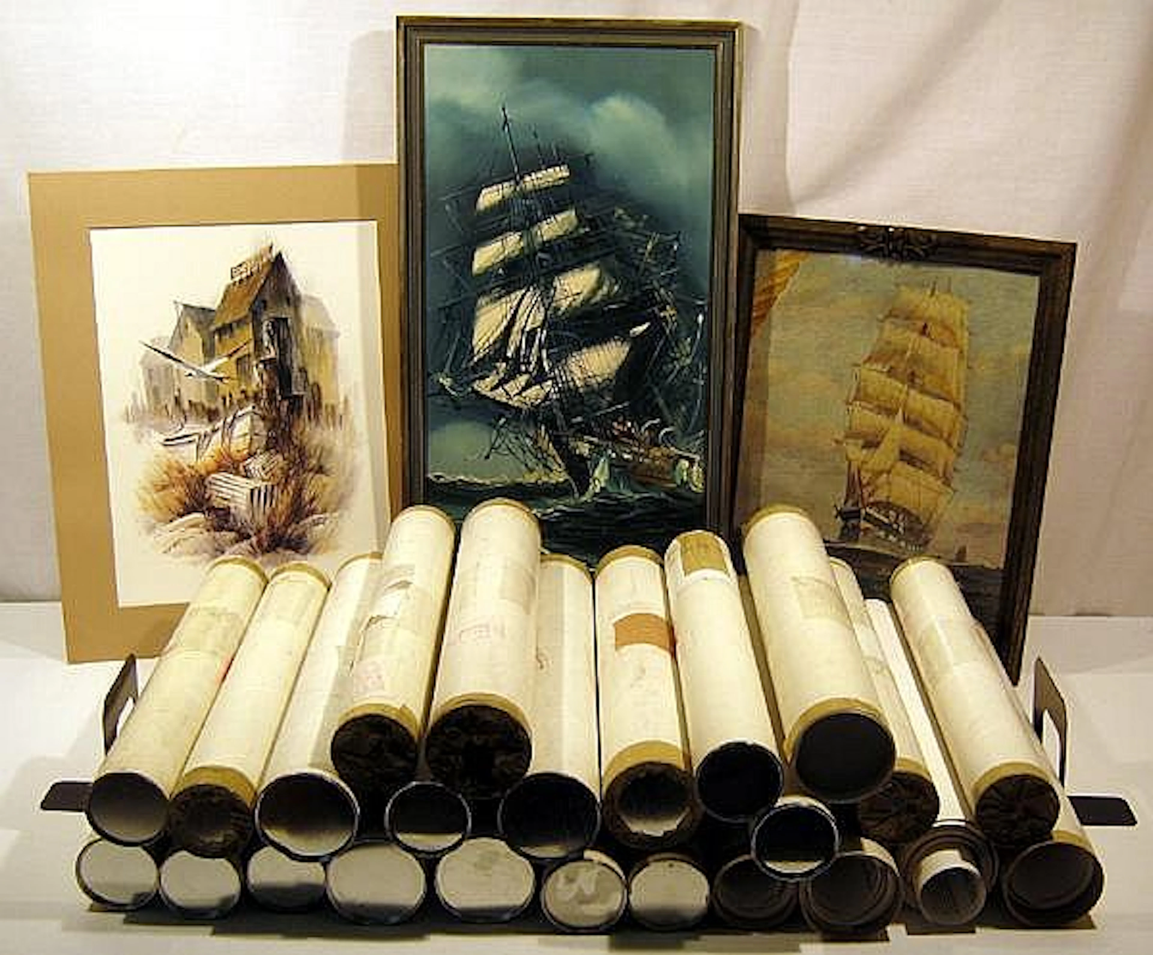 Oil Canvas Ships WPA Architectural Plans NAUTICAL ART...