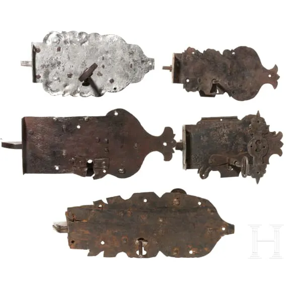 Five German iron locks, 18th century | Barnebys
