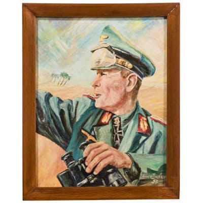 An oil painting depicting Feldmarschall Erwin Rommel | Barnebys