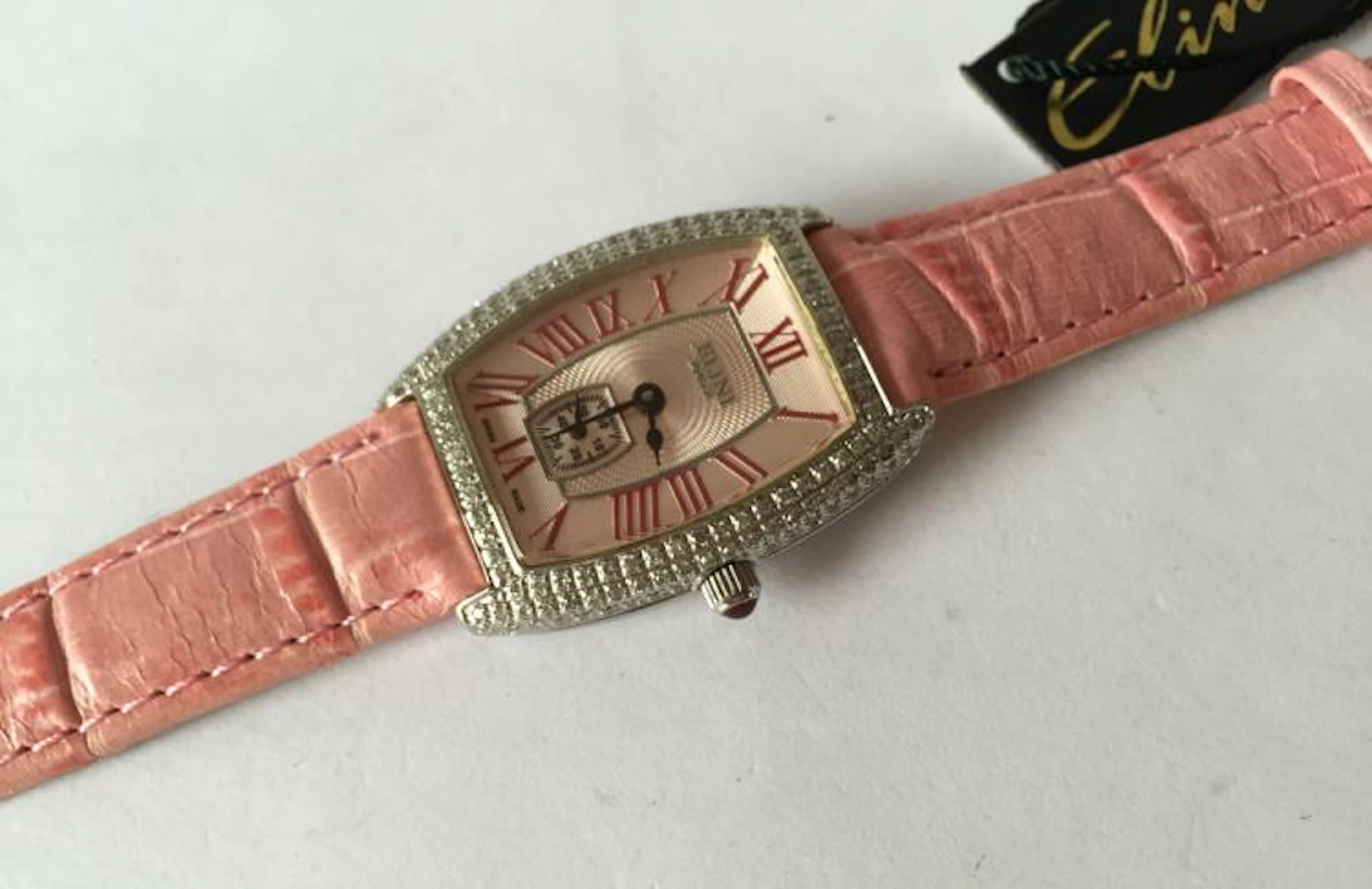 Stainless steel ELINI Dolce Swiss made pave diamond watch...
