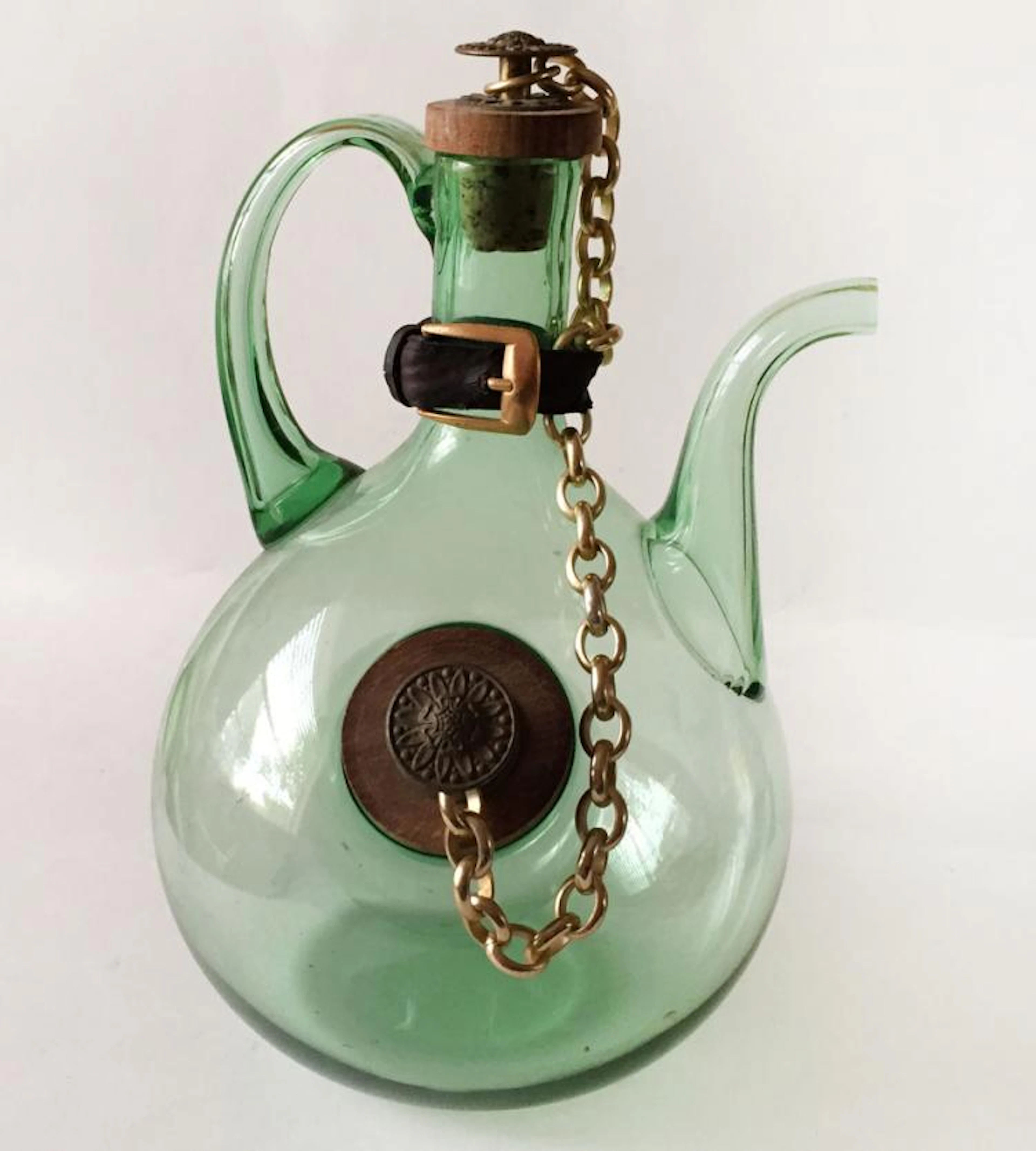 Vintage Italian green glass wine Decanter Pitcher ice...