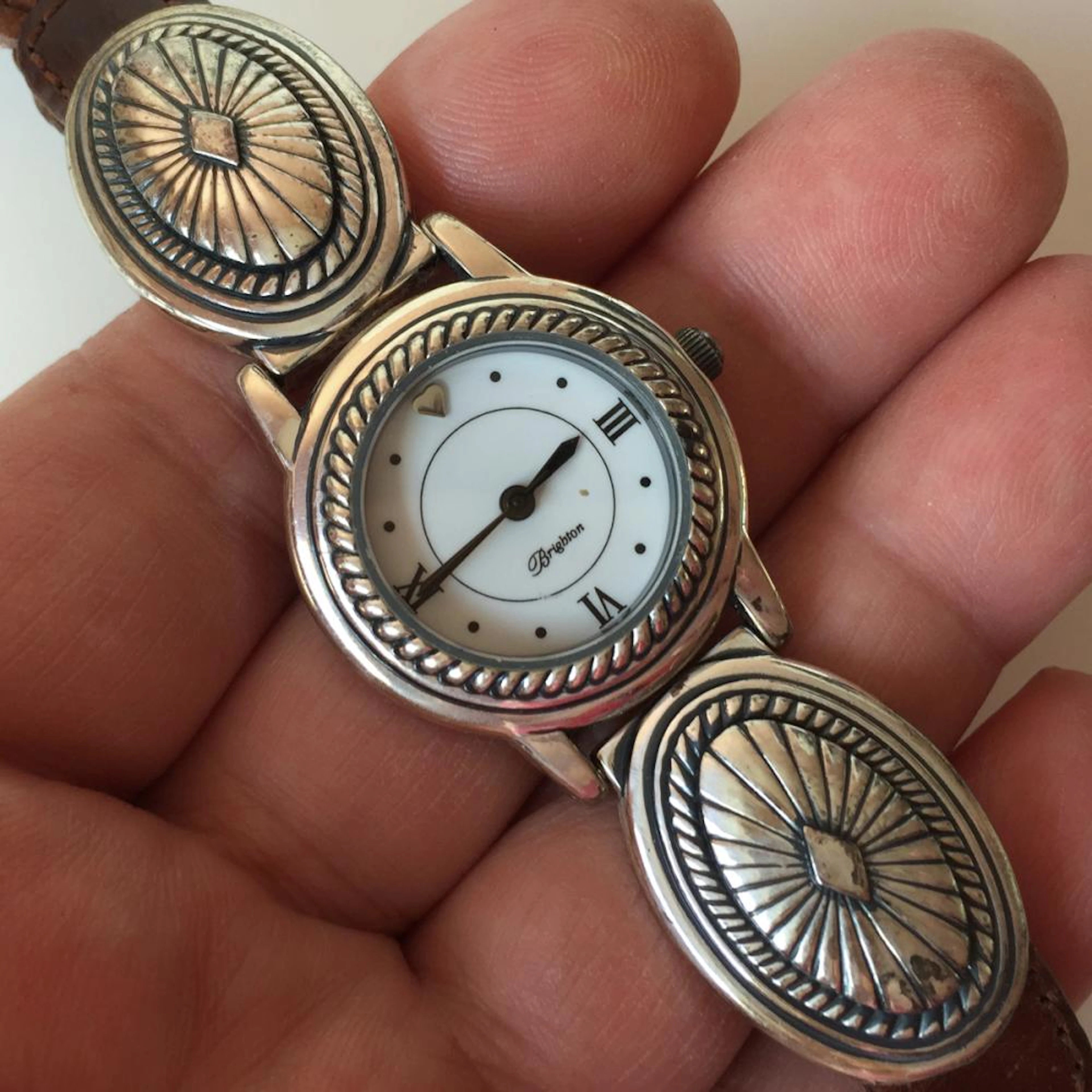 Silver tone black antique finish round BRIGHTON Houston...
