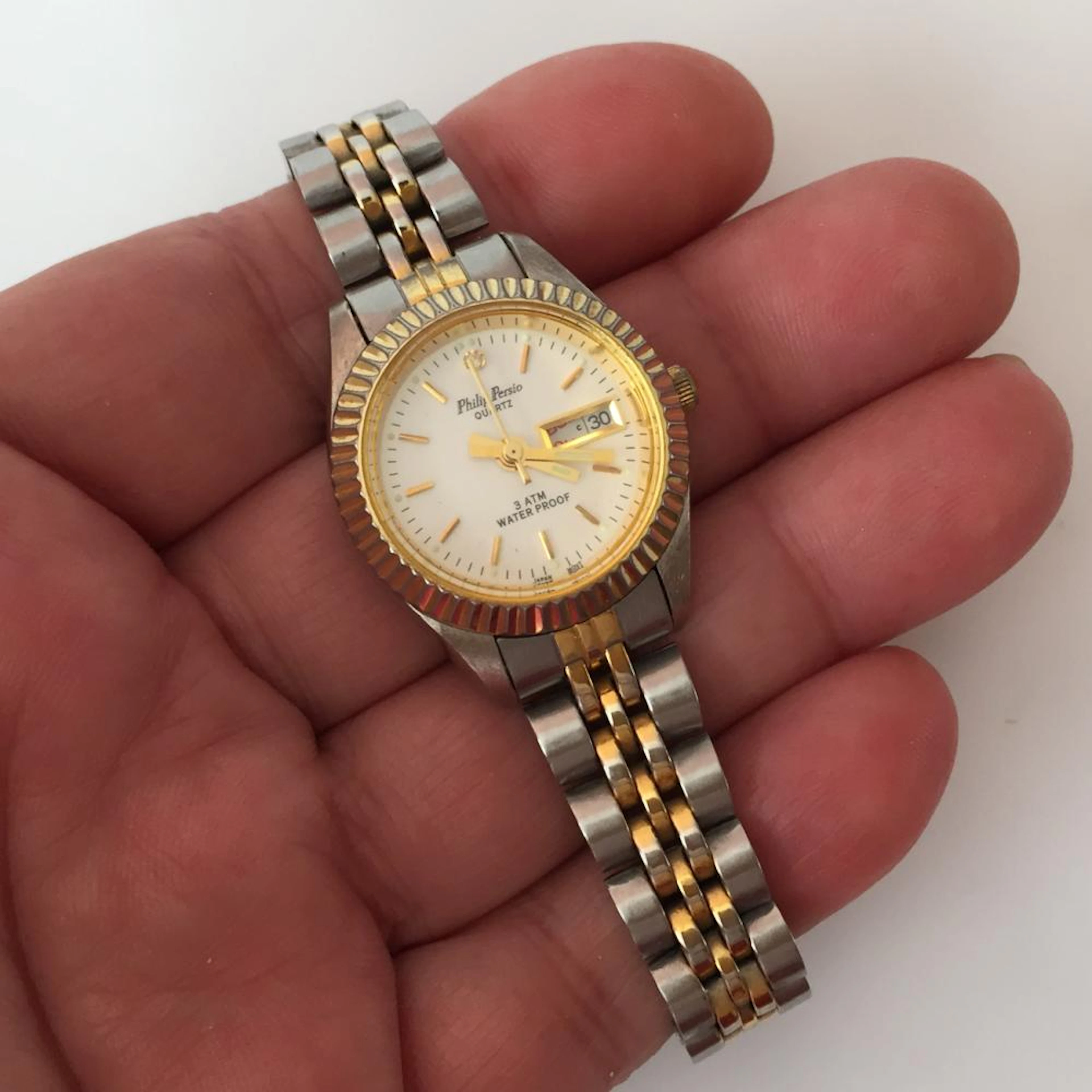Two tone ladies round Philip Persio Quartz Day Date watch...
