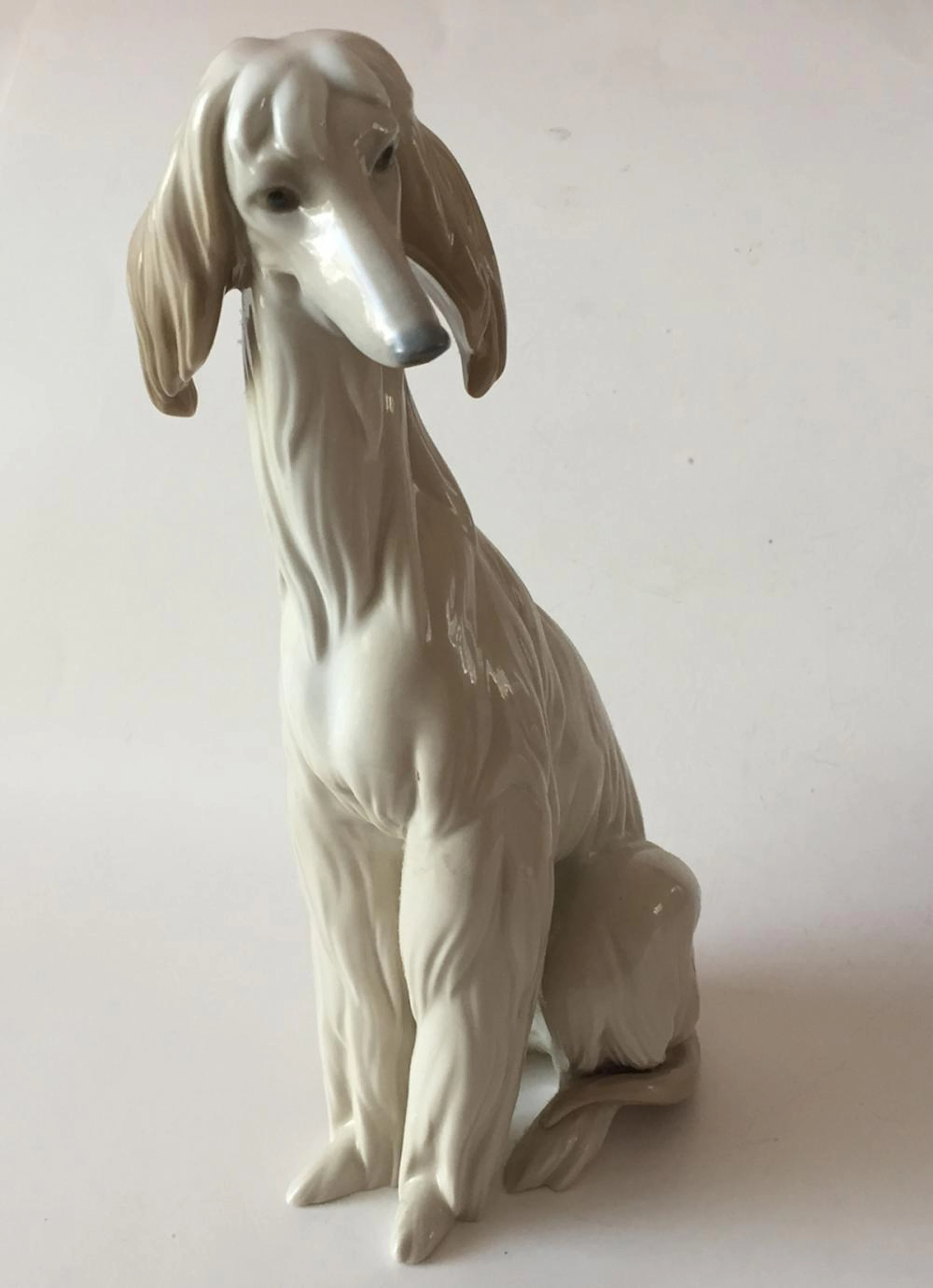Retired LLADRO porcelain figurine "AFGAN HOUND" glazed finish model # 01001069
