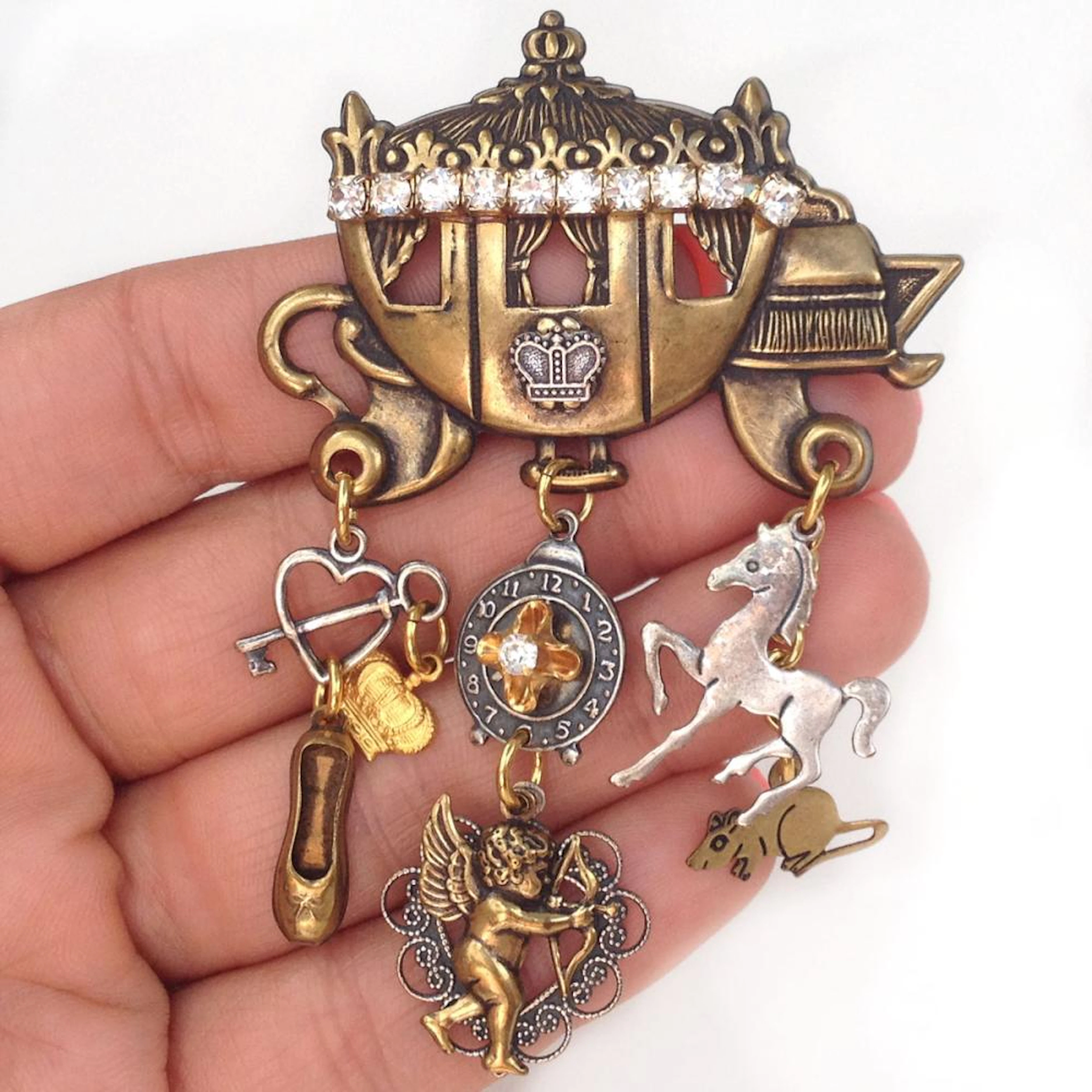 Bronze and silver tone Cinderella theme Carriage Horse...
