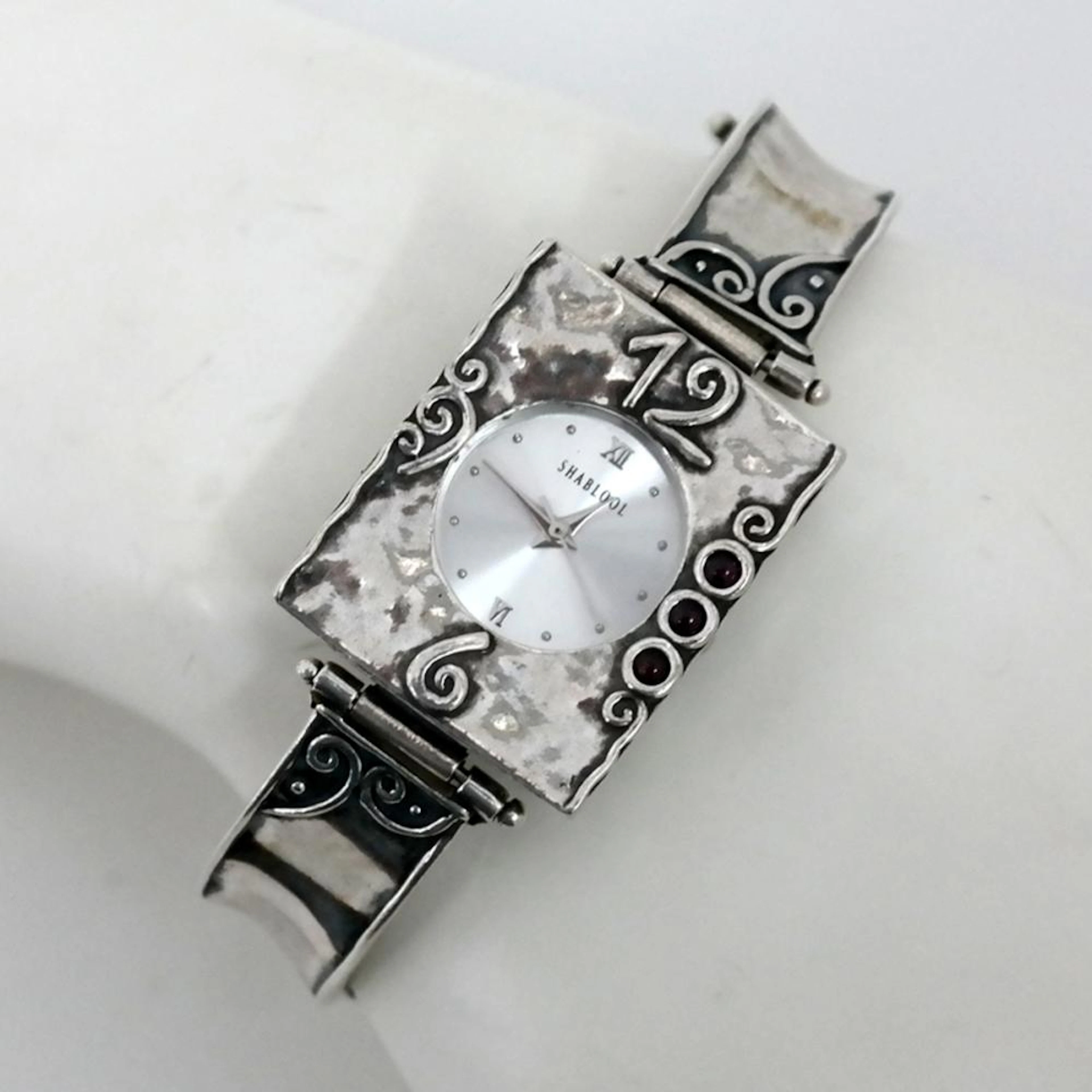 Vintage look oxidized Sterling Silver watch SHABLOOL with...