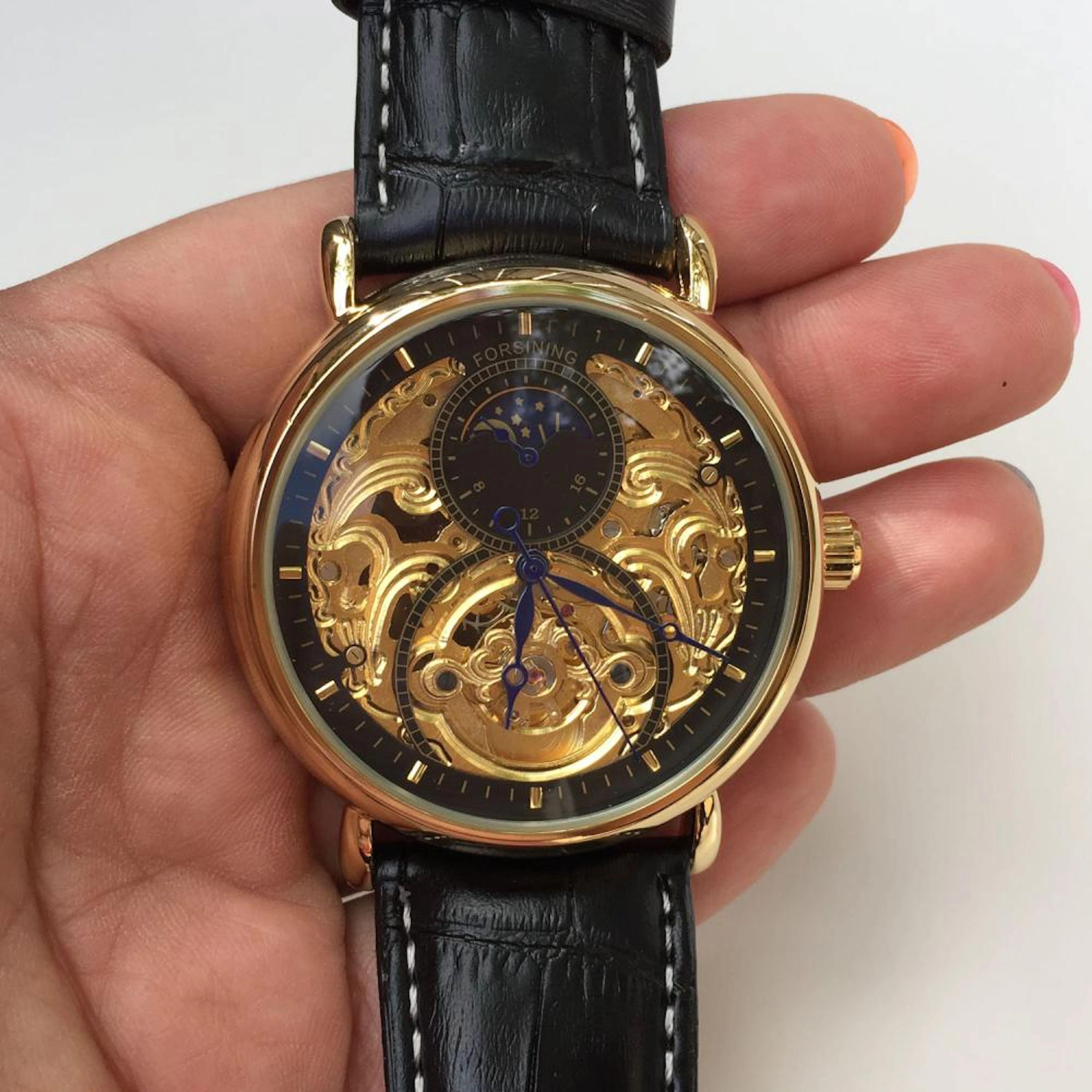 FORSINING: Men's gold tone stainless steel automatic...