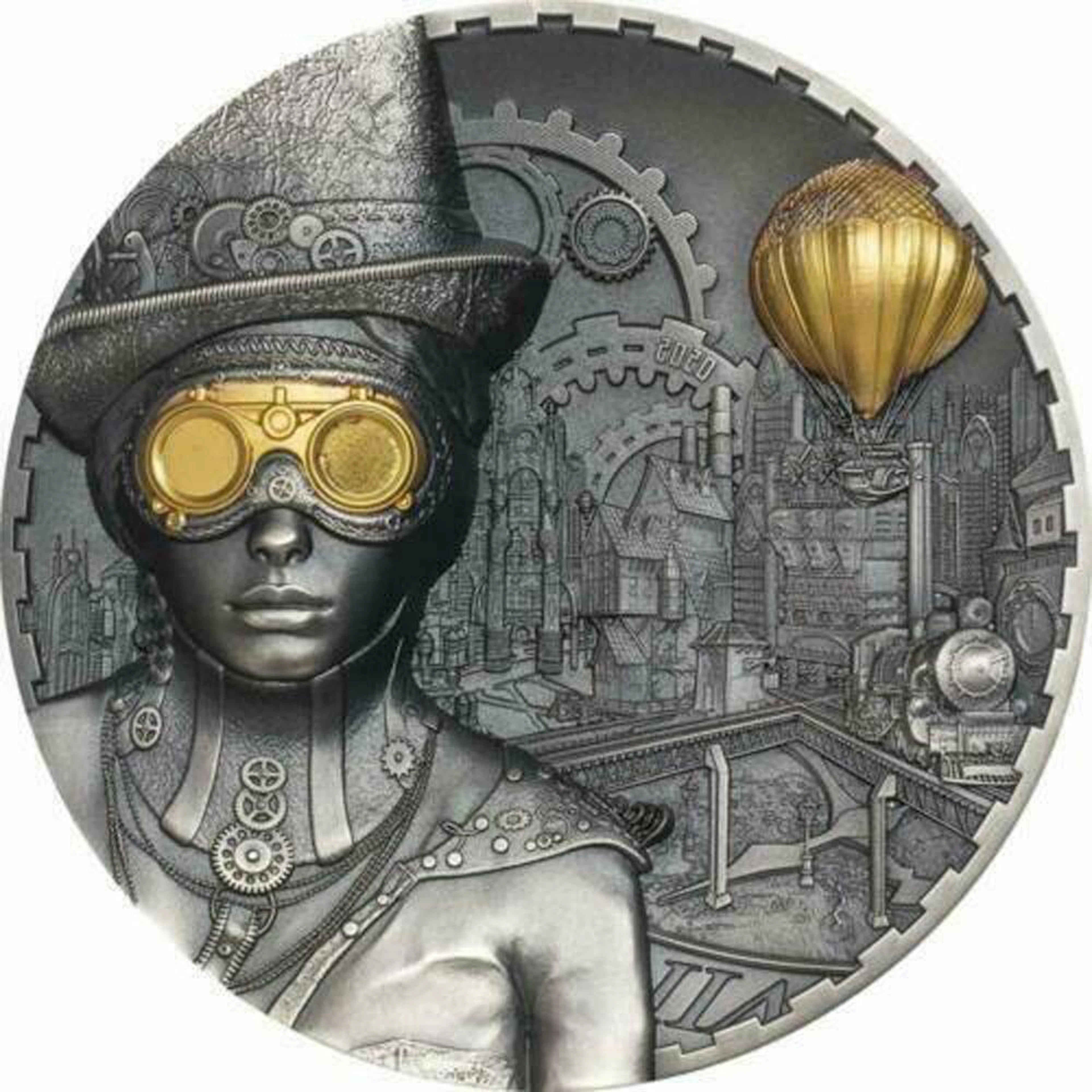 Collectible Steampunk Cook Island 20 dollar 2020 3 oz Silver Antique finish coi