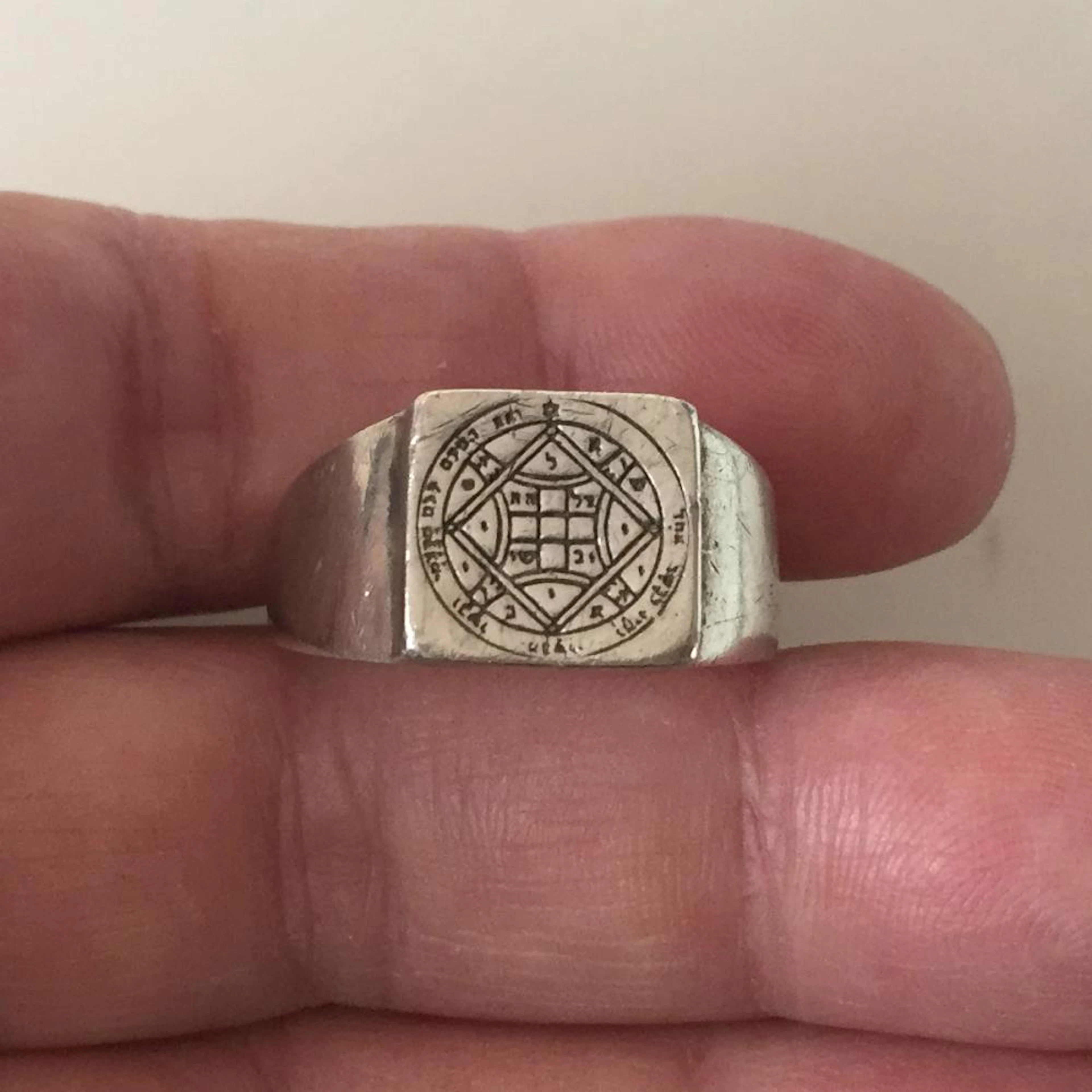 Sterling silver Solomon Love seal, 4th pentacle of Venus, Kabbalah ring, size 12