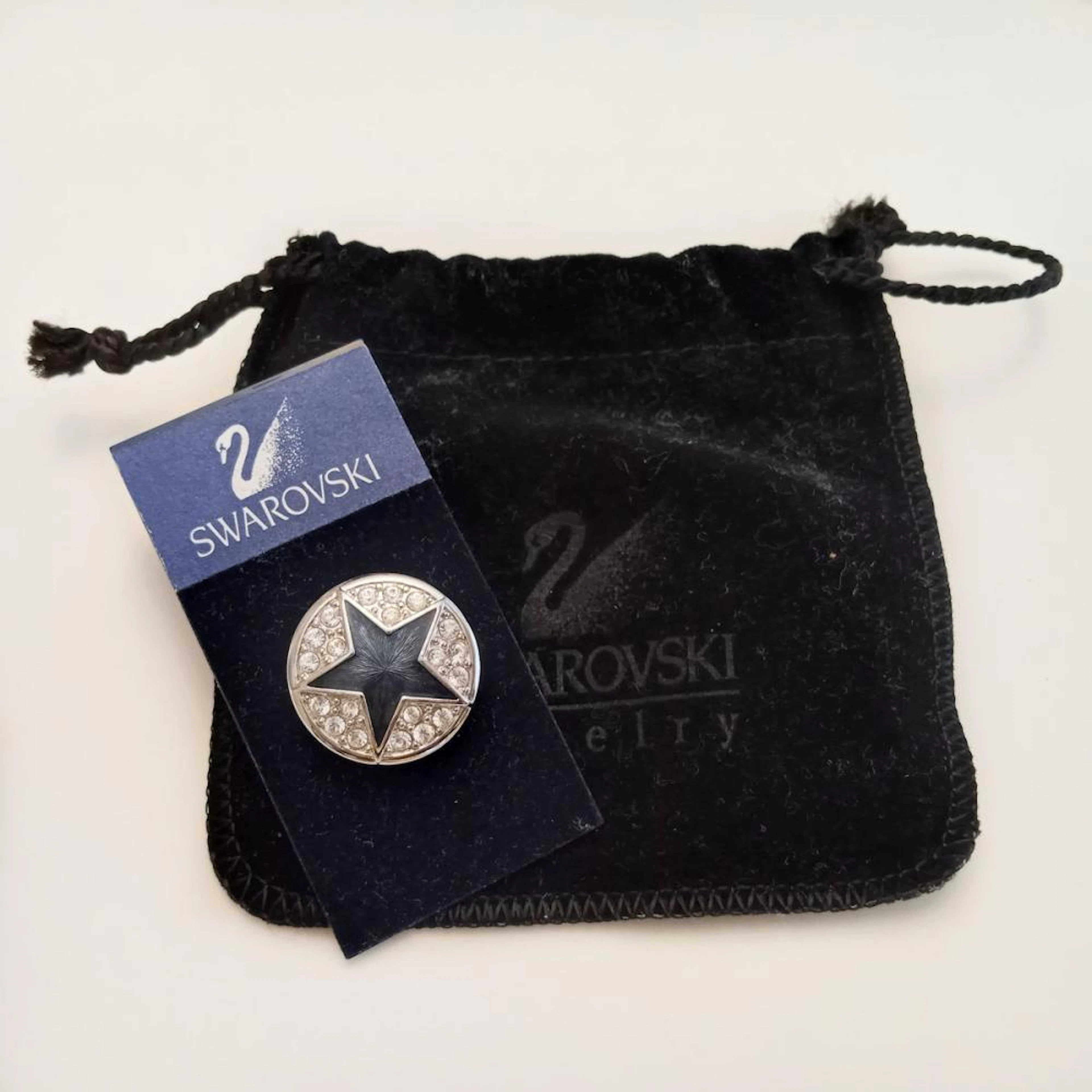 SWAROVSKI: Silver tone blue enamel Star