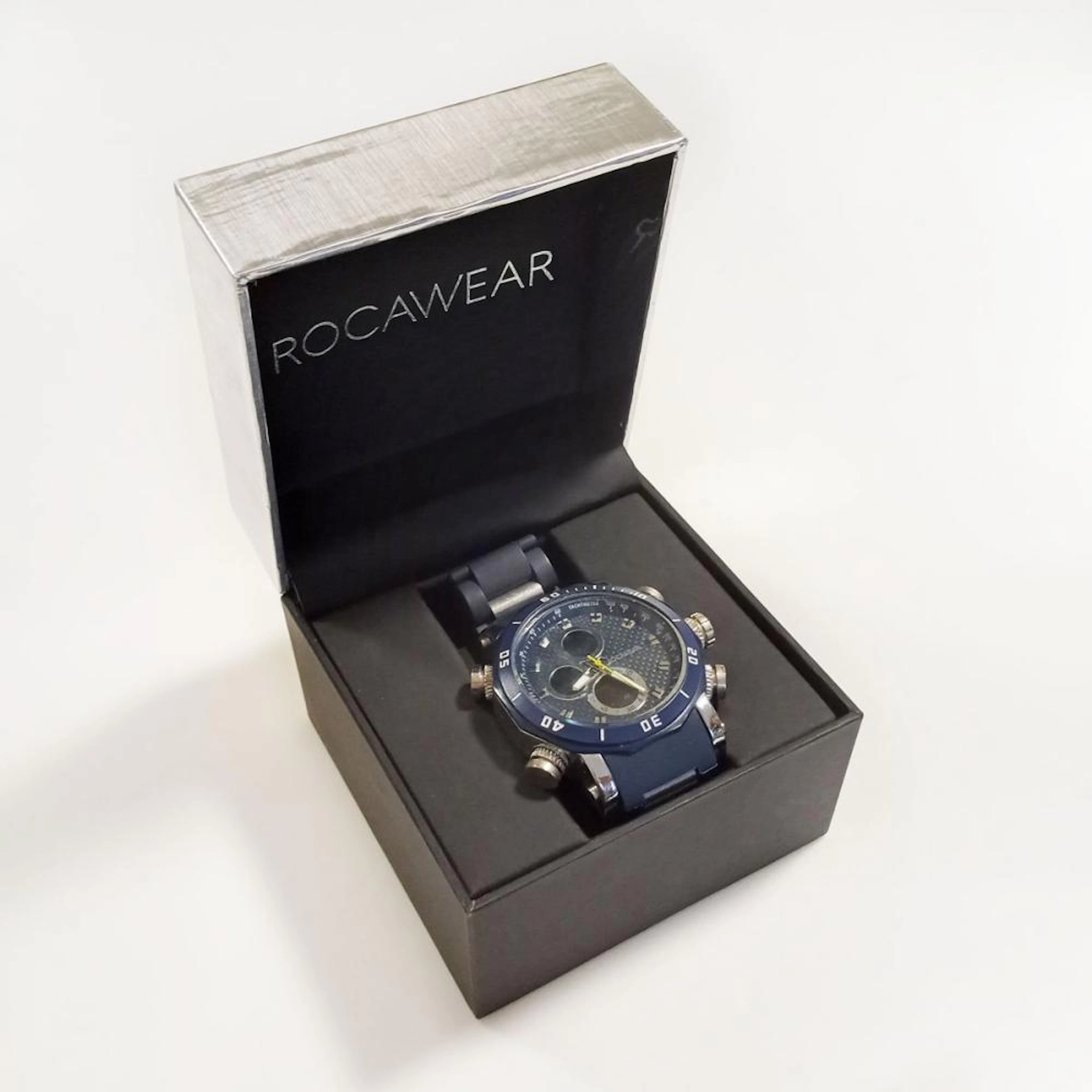 ROCAWEAR Stainless steel navy blue chronograph tachymeter watch RM4004S1007